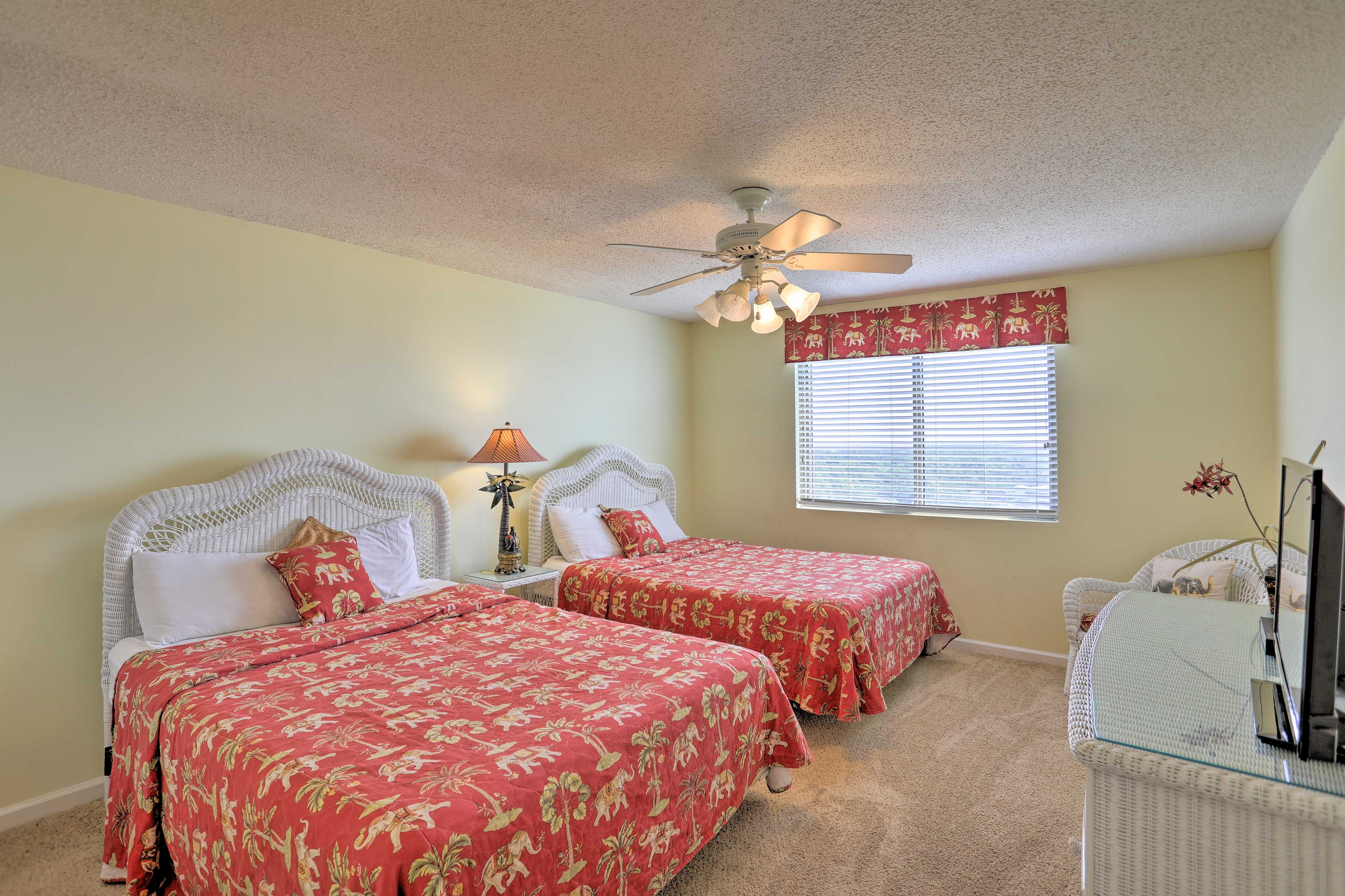 Bedroom 2 has 2 queen beds!