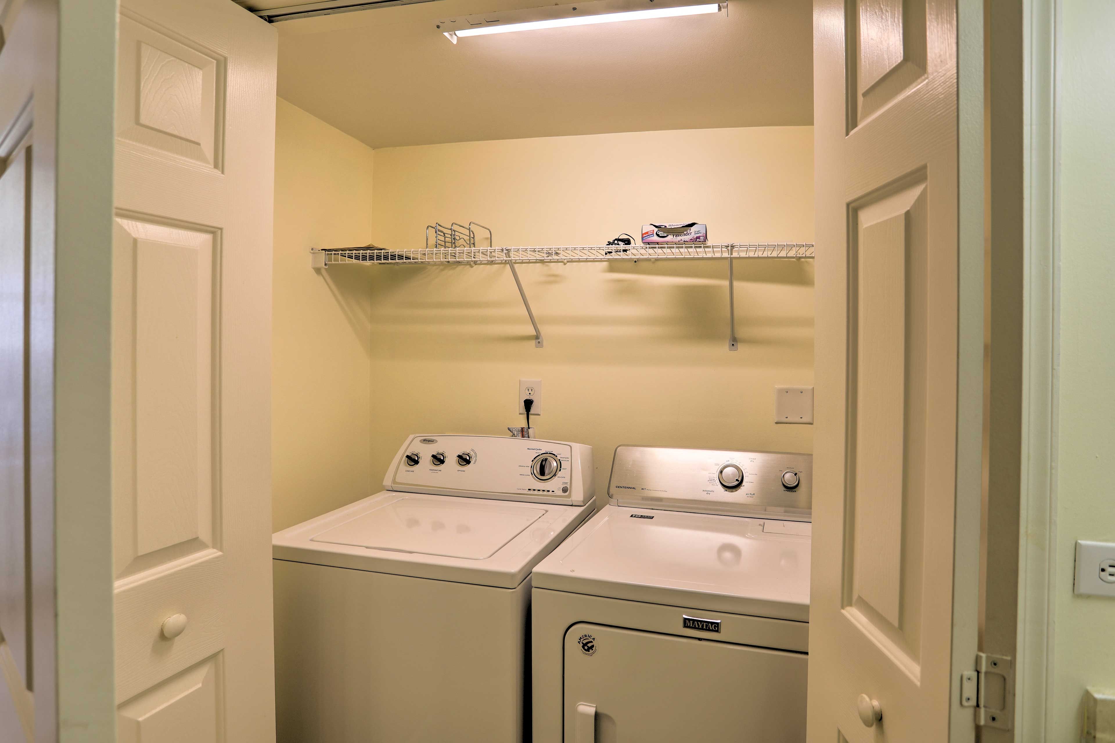 Pack light with the convenience of the in-unit washer and dryer.