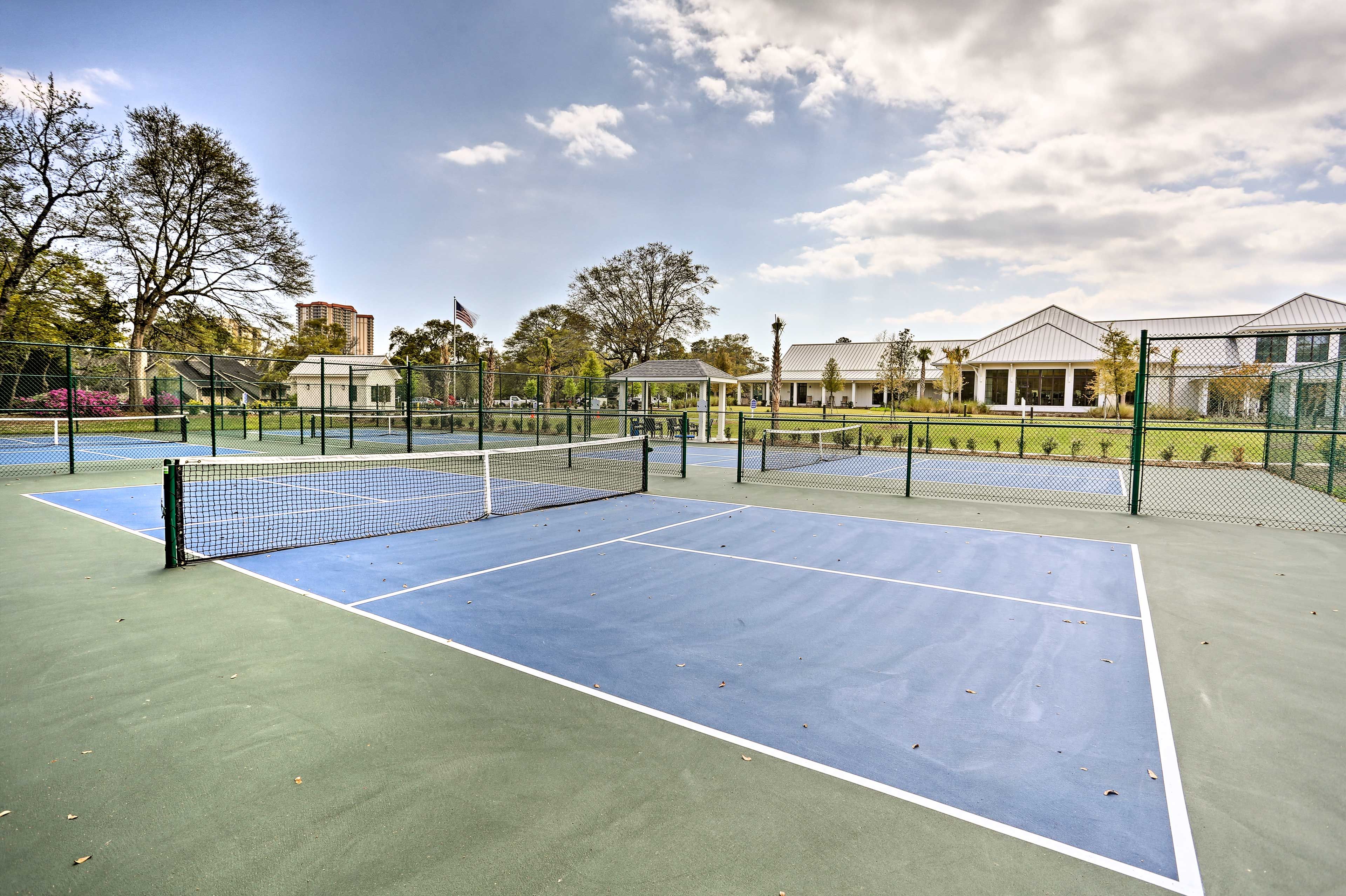 Channel your inner Serena Williams at the outdoor tennis courts.