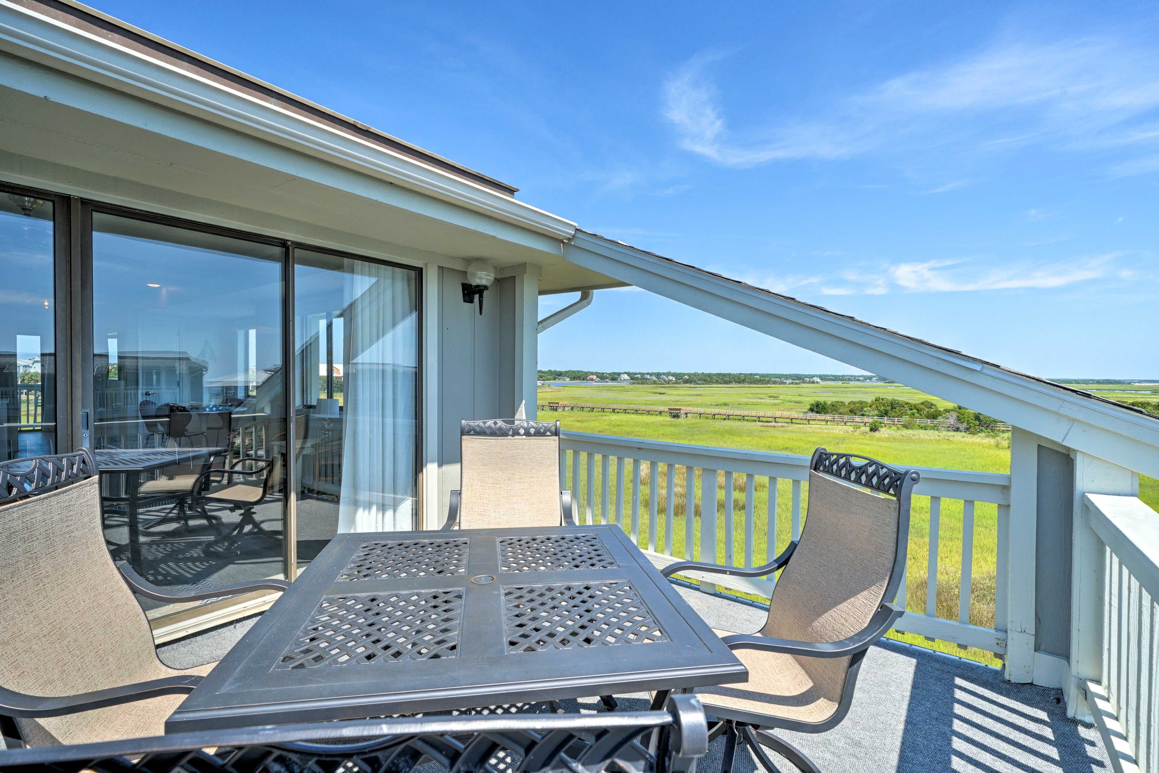 Find all the comforts of home, plus vacation rental bonuses like this balcony!