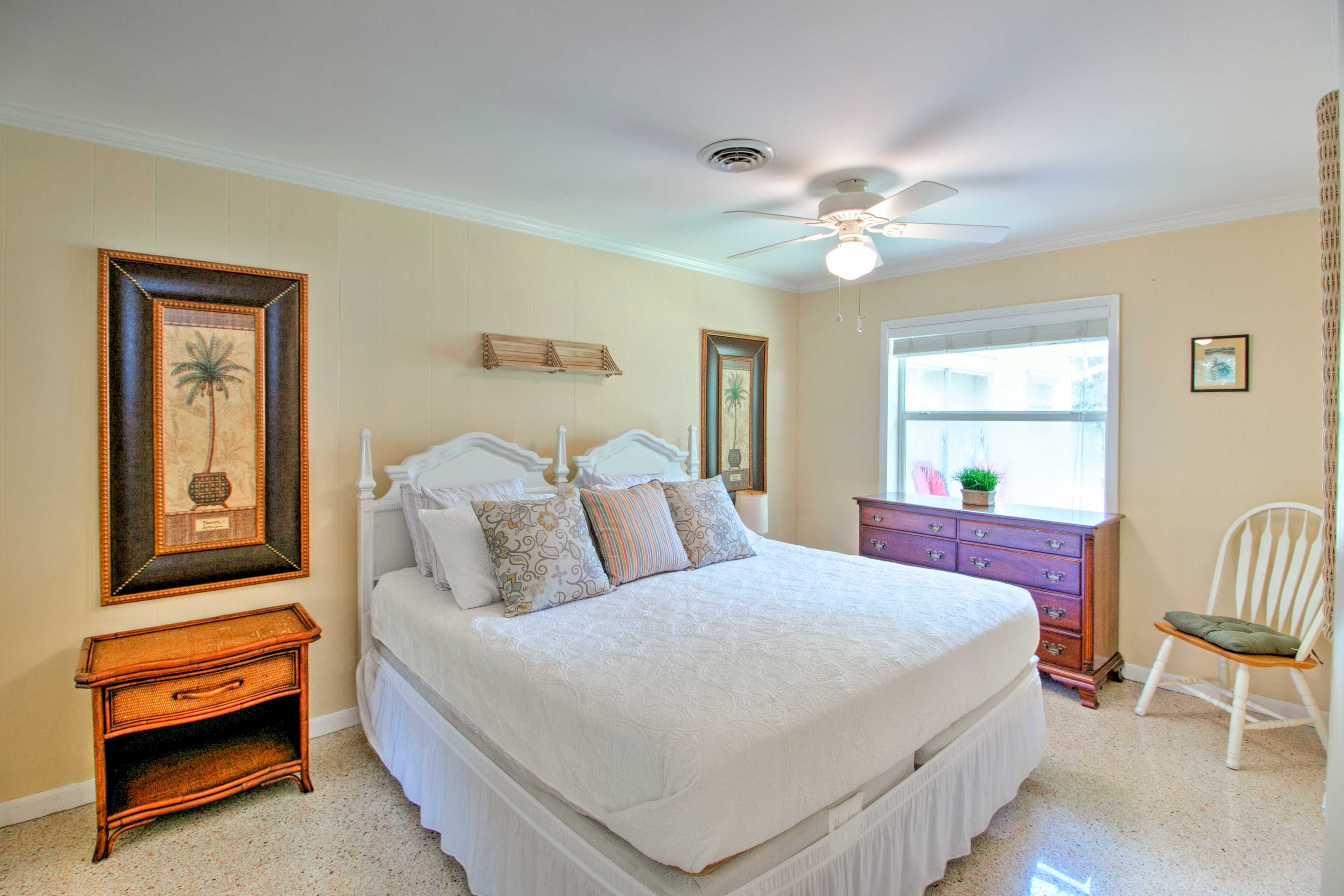 Those saying in the first bedroom will love this king bed.