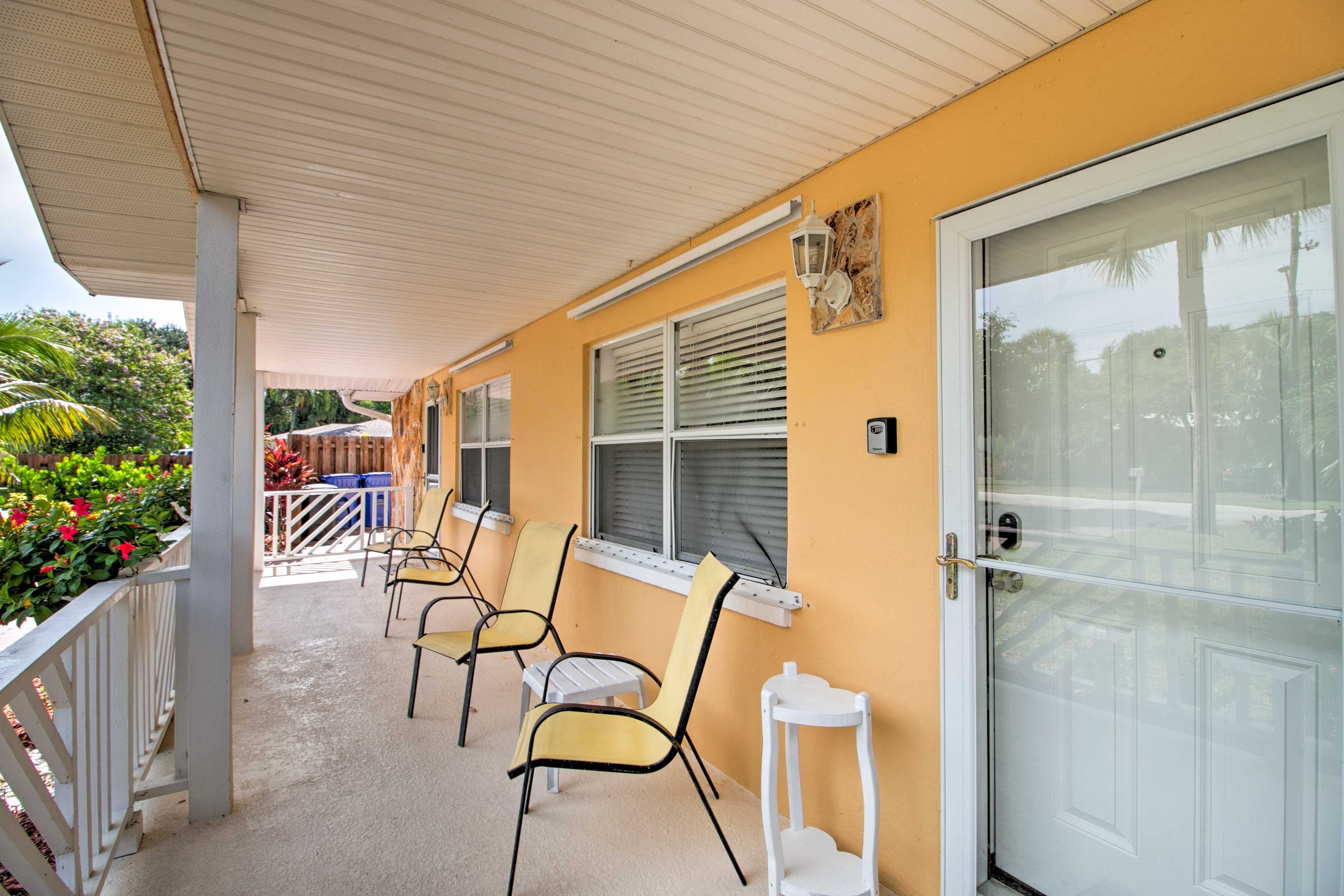 Step outside for a glass of wine in the fresh air.