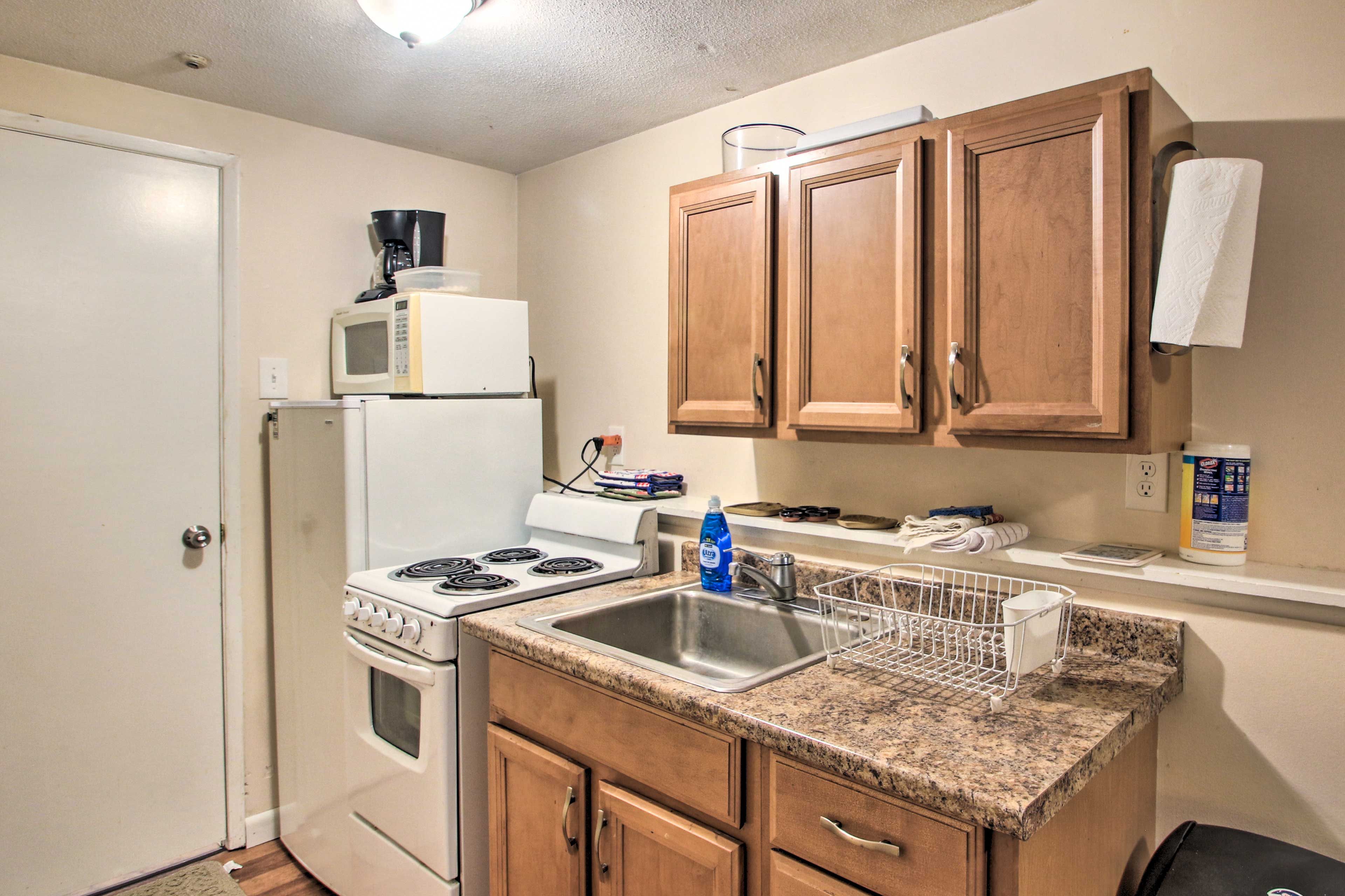 The kitchen is well-equipped.