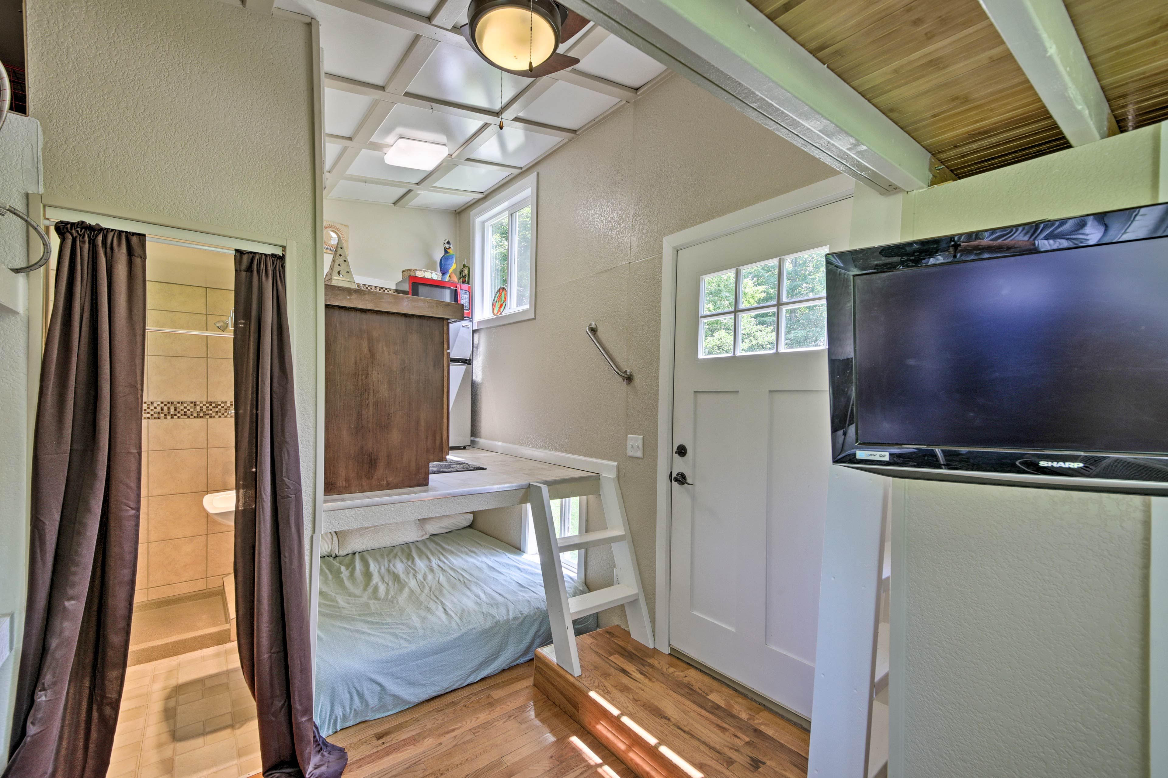 The interior of the studio is less than 300 square feet!