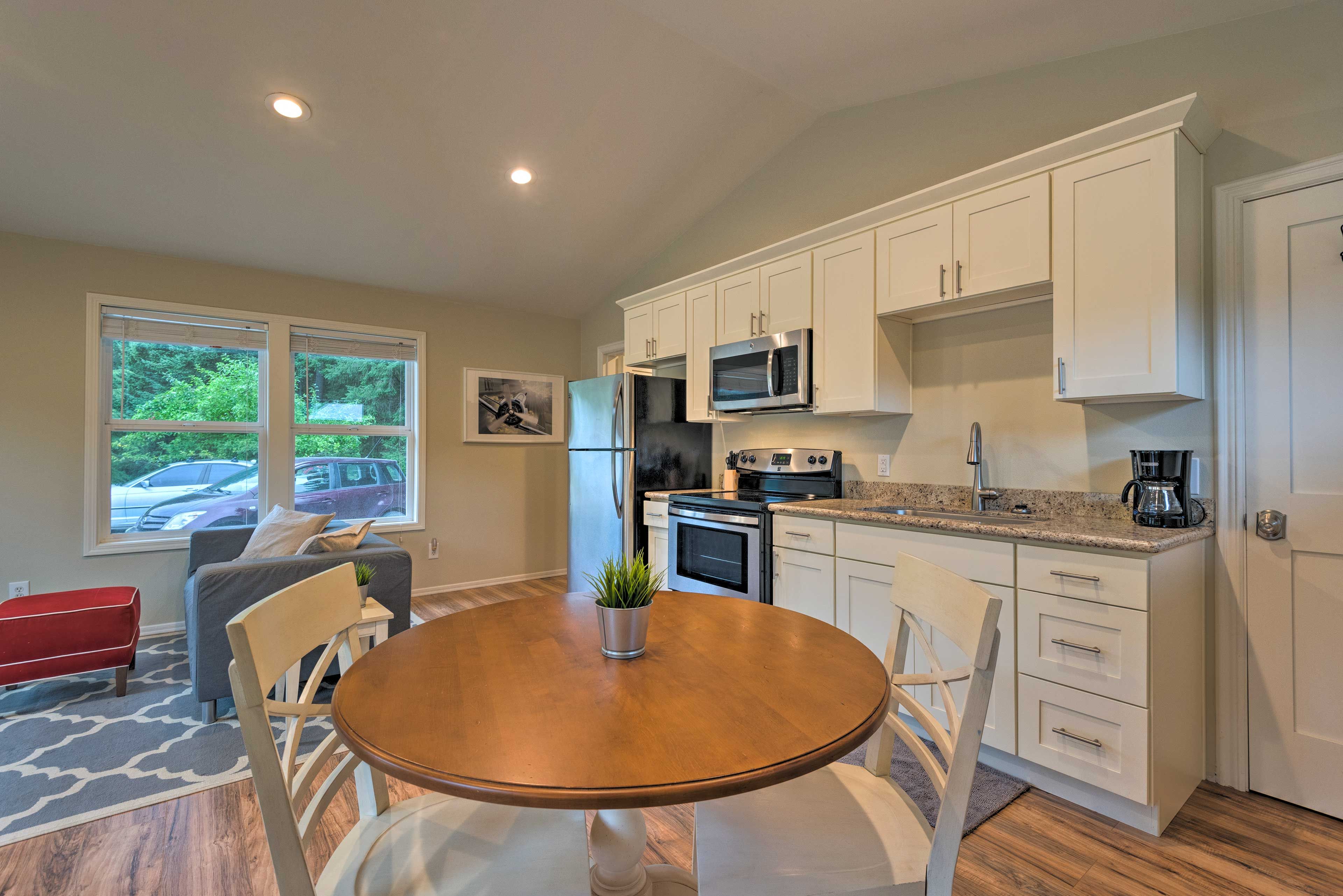 Eat breakfast at this 2-person kitchen table.