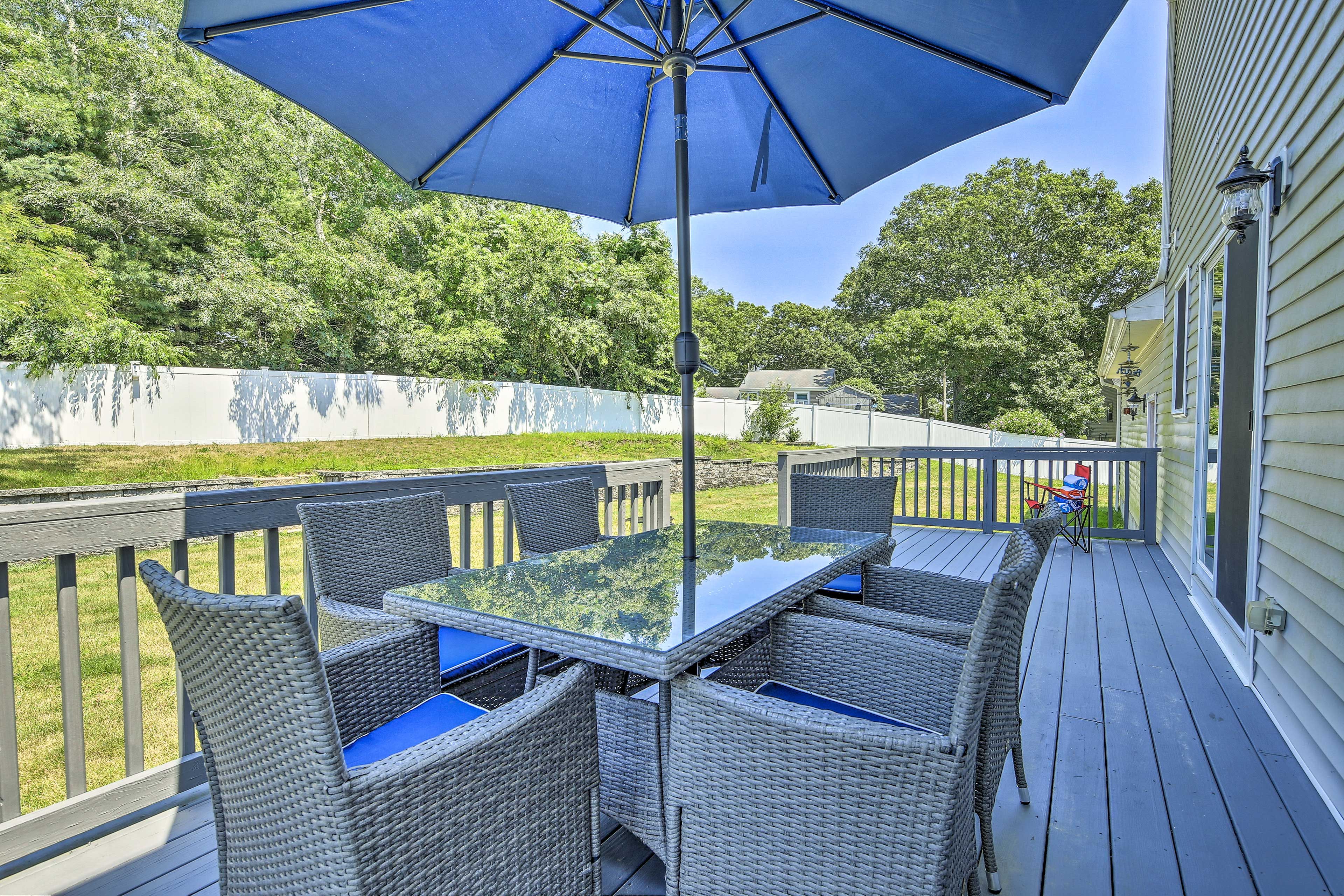 The 5-bedroom vacation rental features 2 full and 2 half bathrooms.