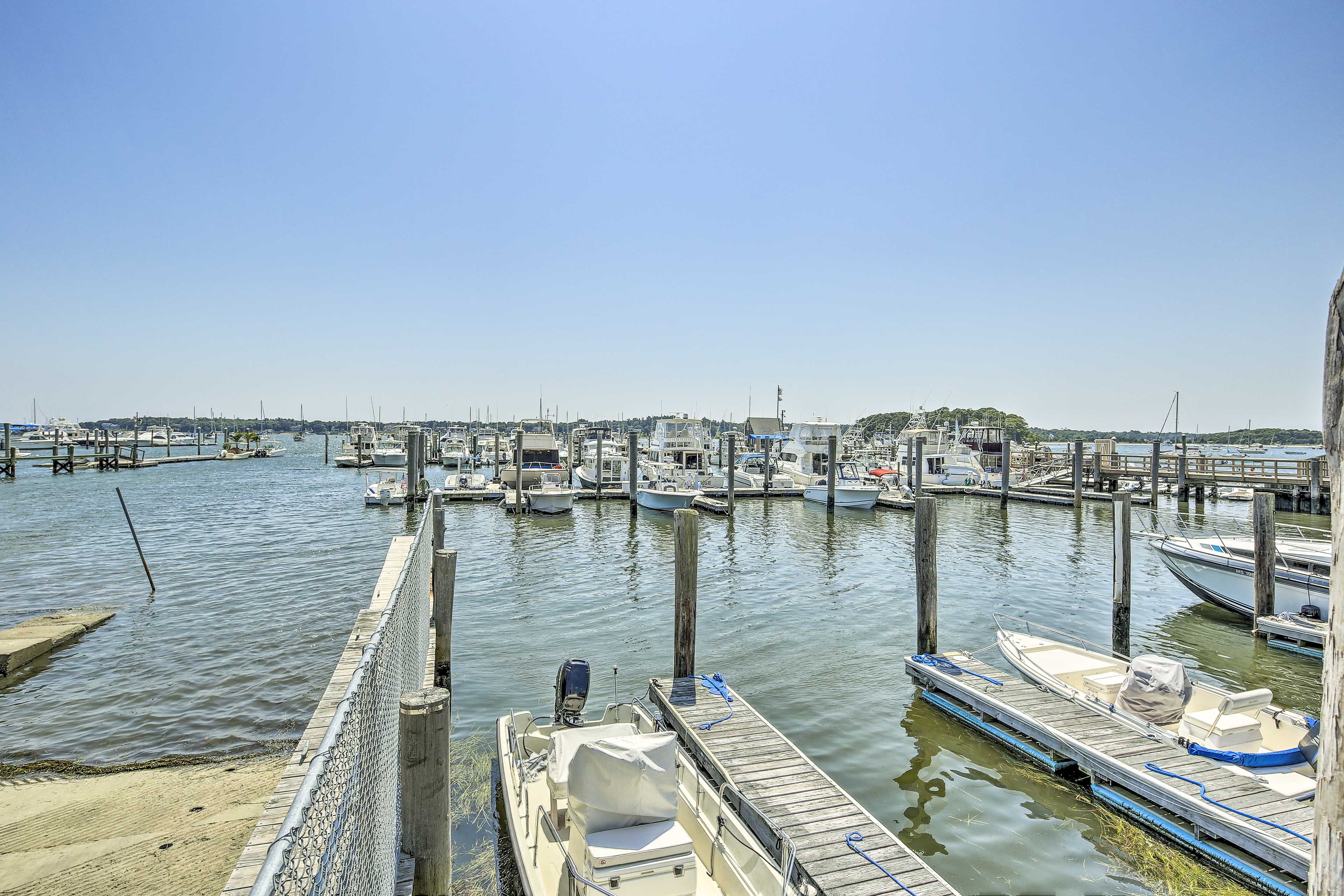 Spend days on the water at the beach or the nearby marina!