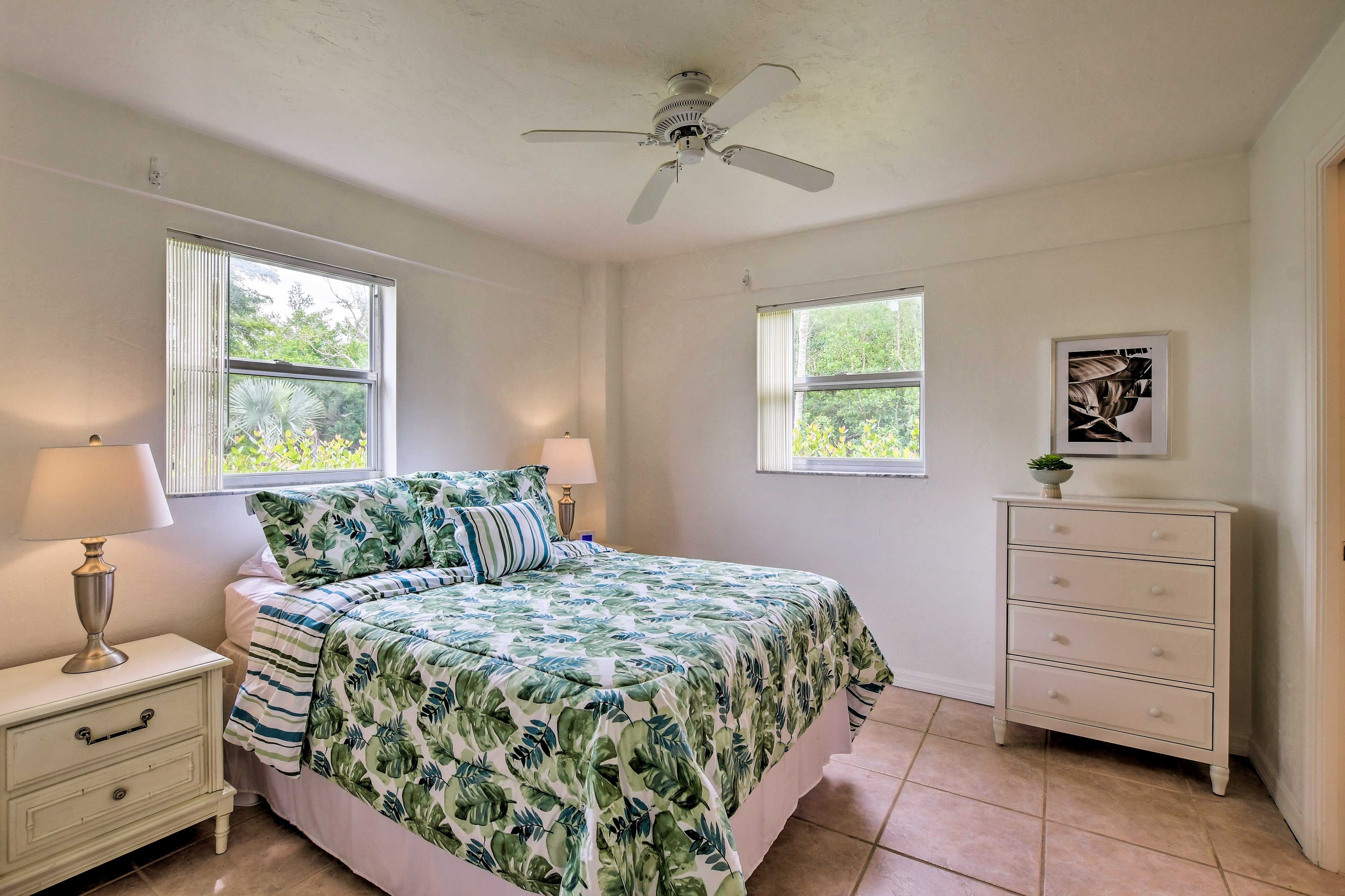 Curl up on this full bed for a peaceful night of rest.