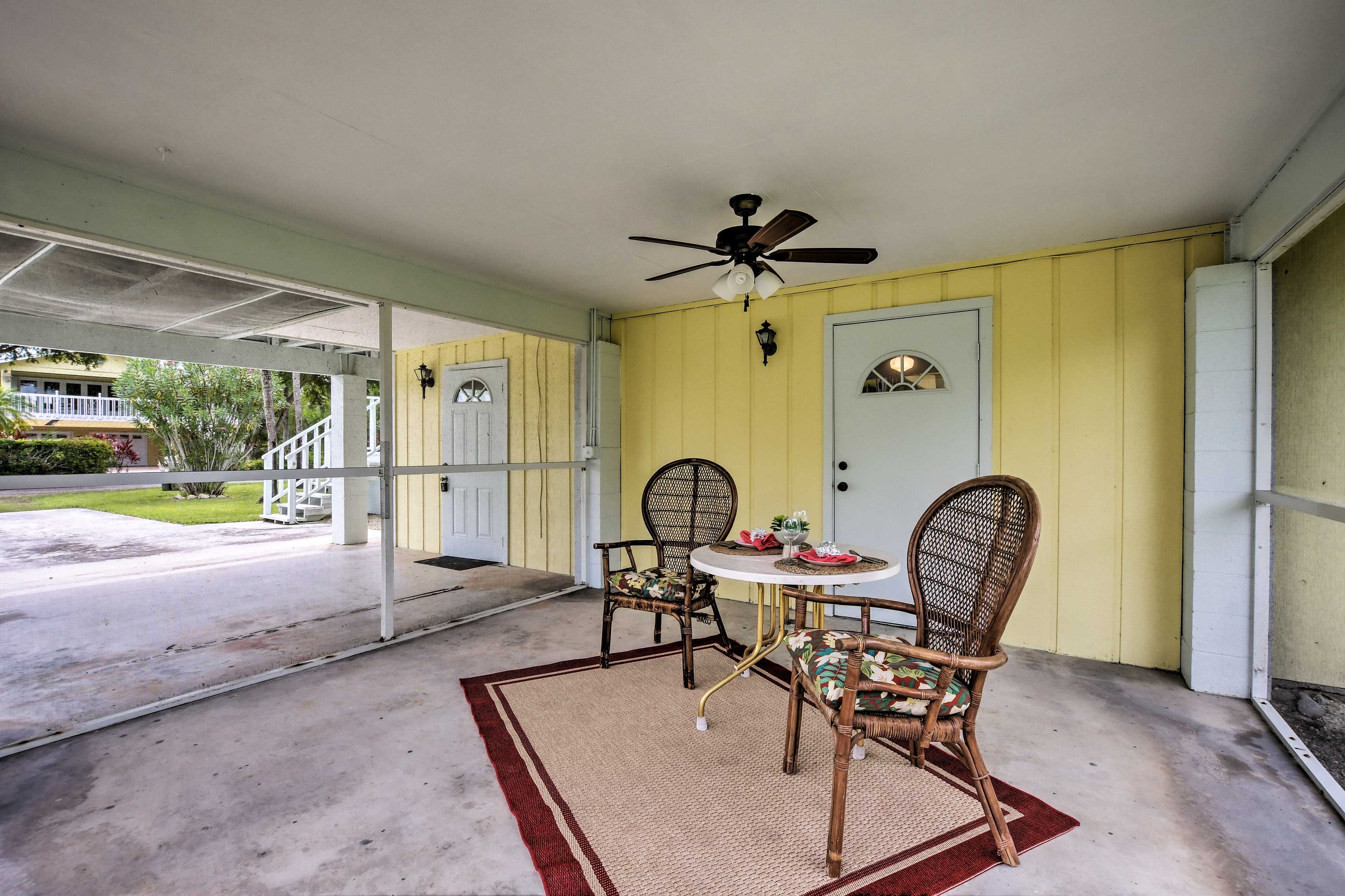 Take a calming class of wine outside to enjoy the salty air.
