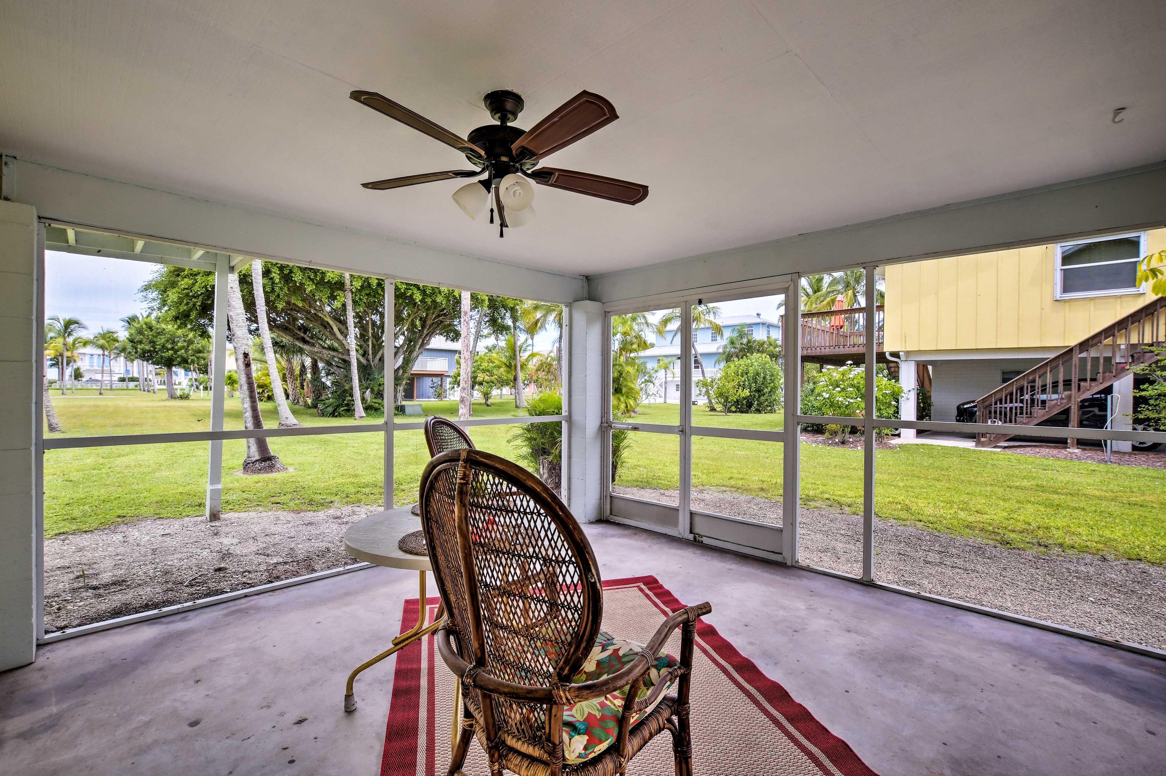 You'll have a view of tropical palms tress.