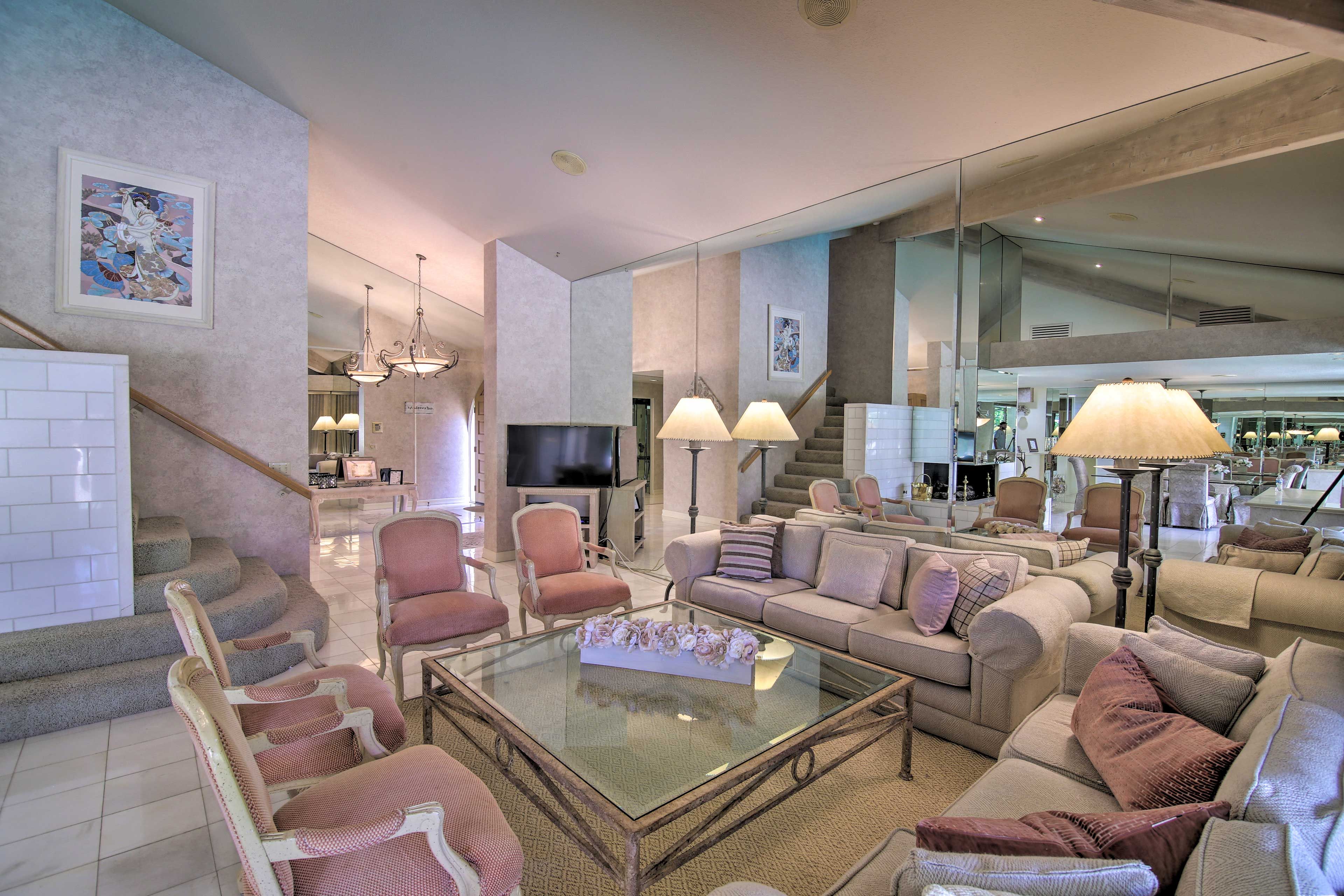 This vacation rental boasts a large living room.