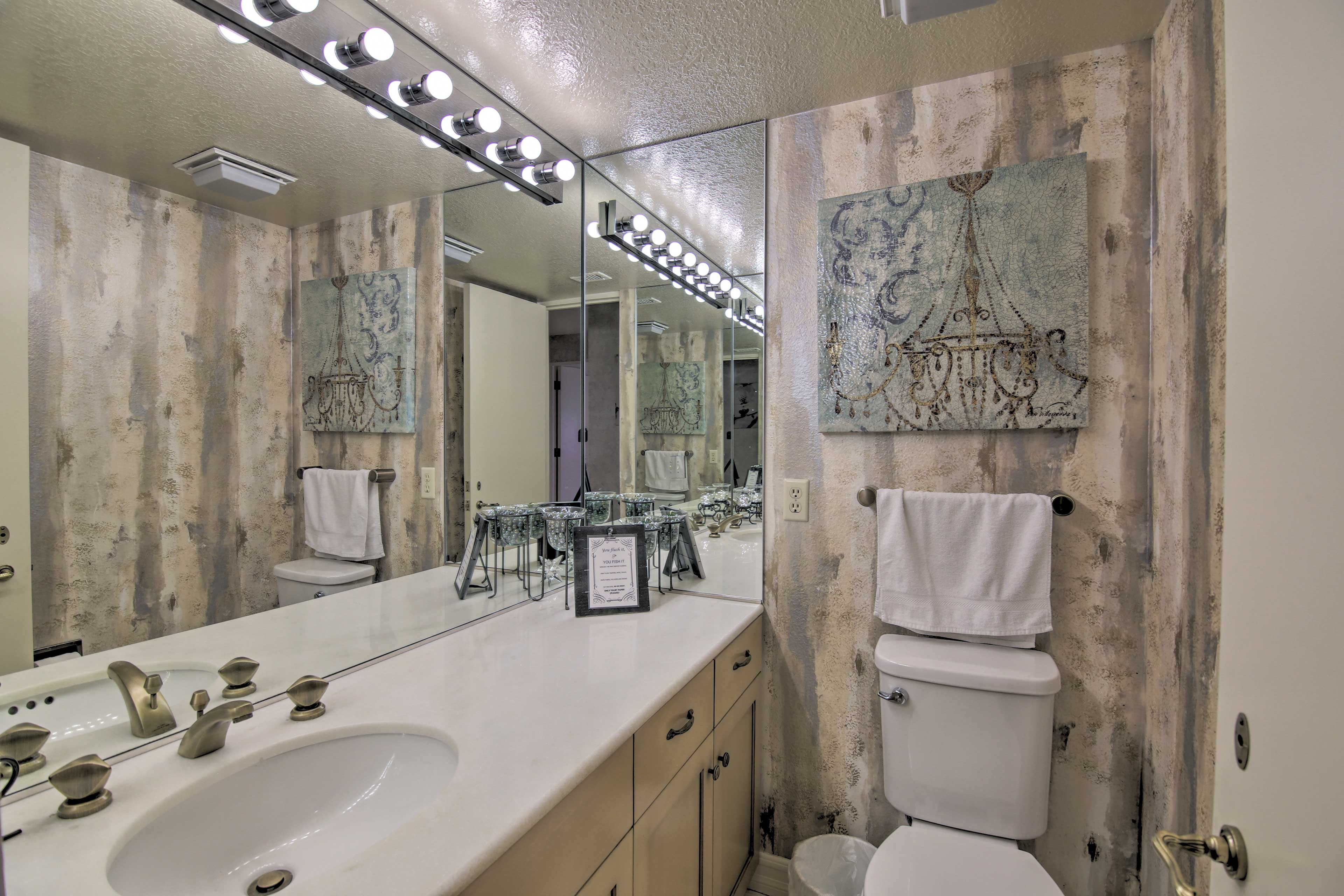 Rinse up in the half bathroom.