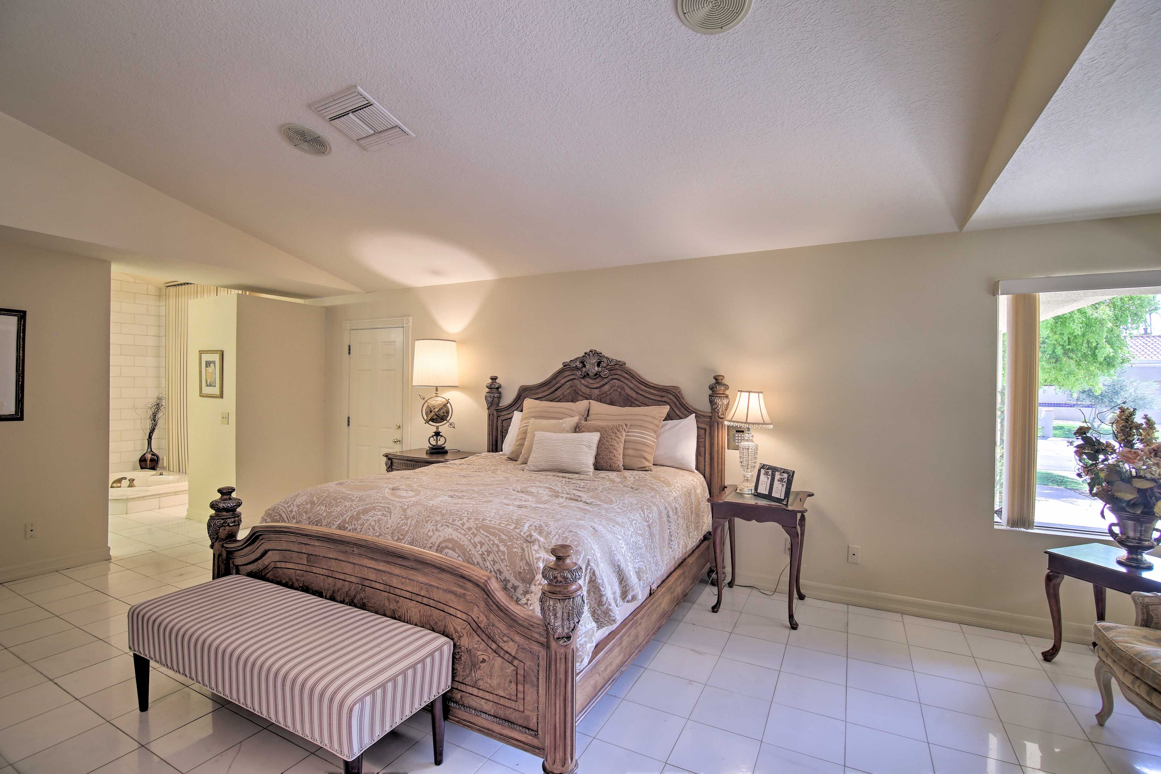 You're sure to sleep soundly in the California king bed.