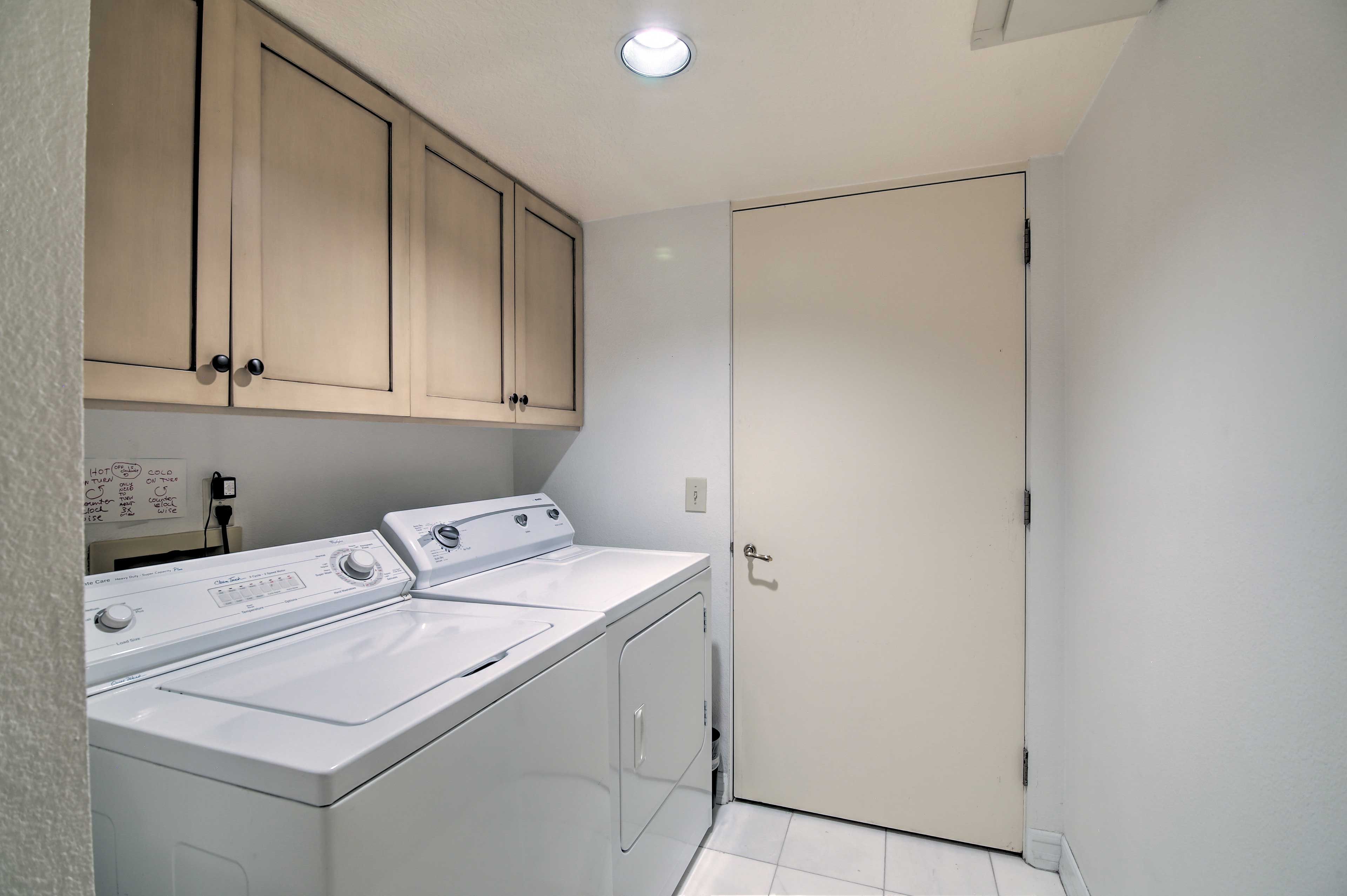 Keep your golf clothes clean with the in-unit laundry machines.