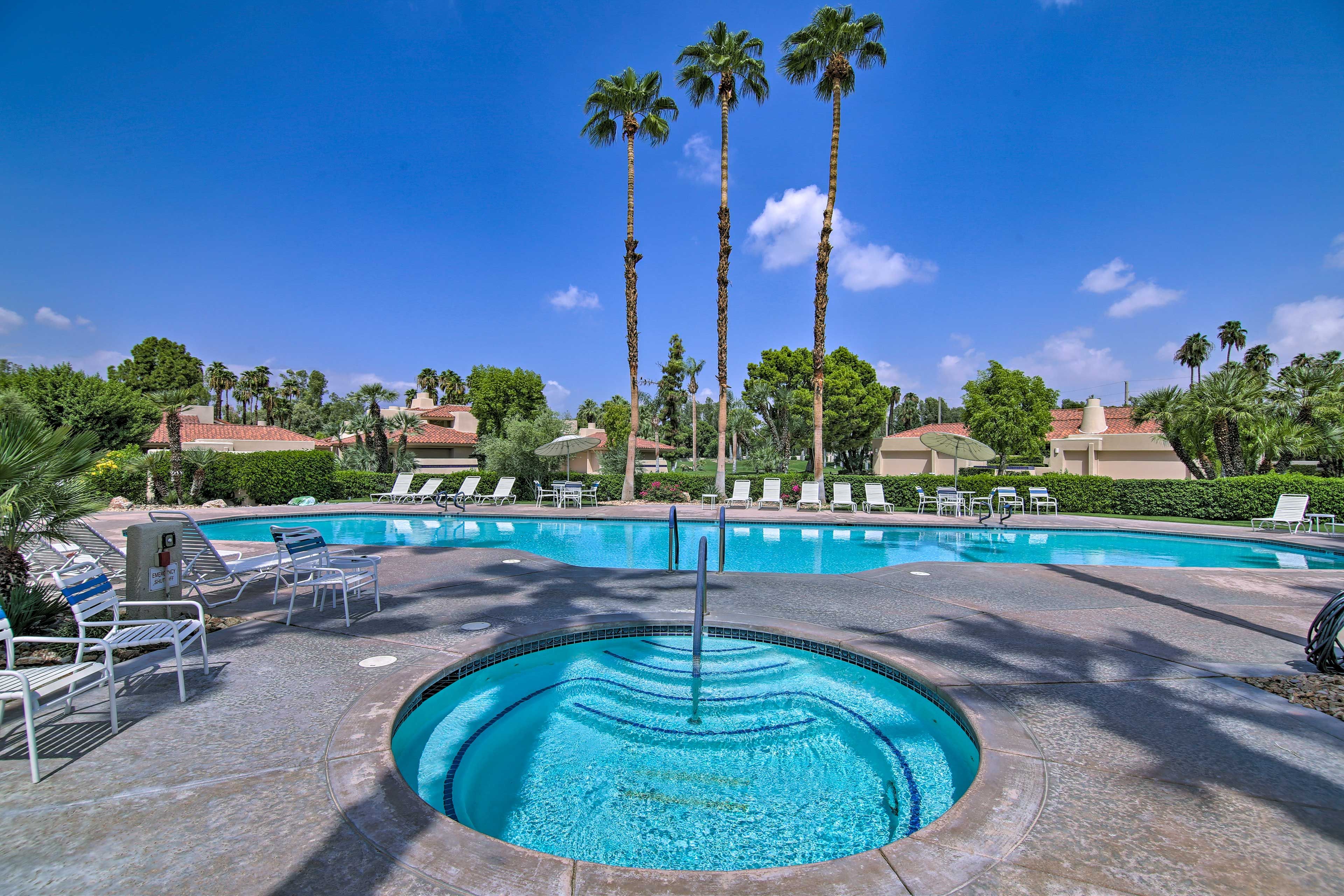 Soak sore muscles in the spa.
