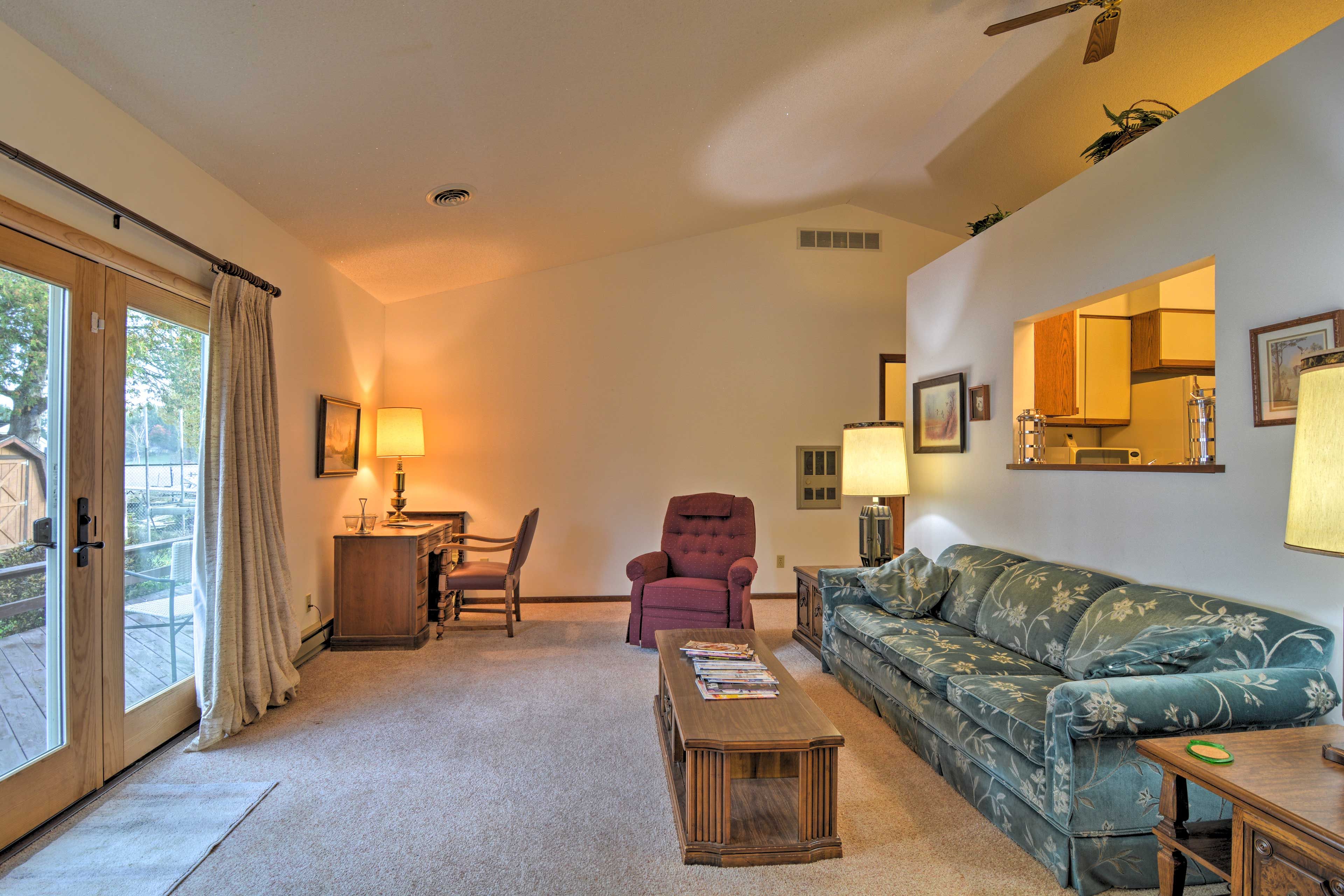 Admire views of the lake from the comfort of the couch.