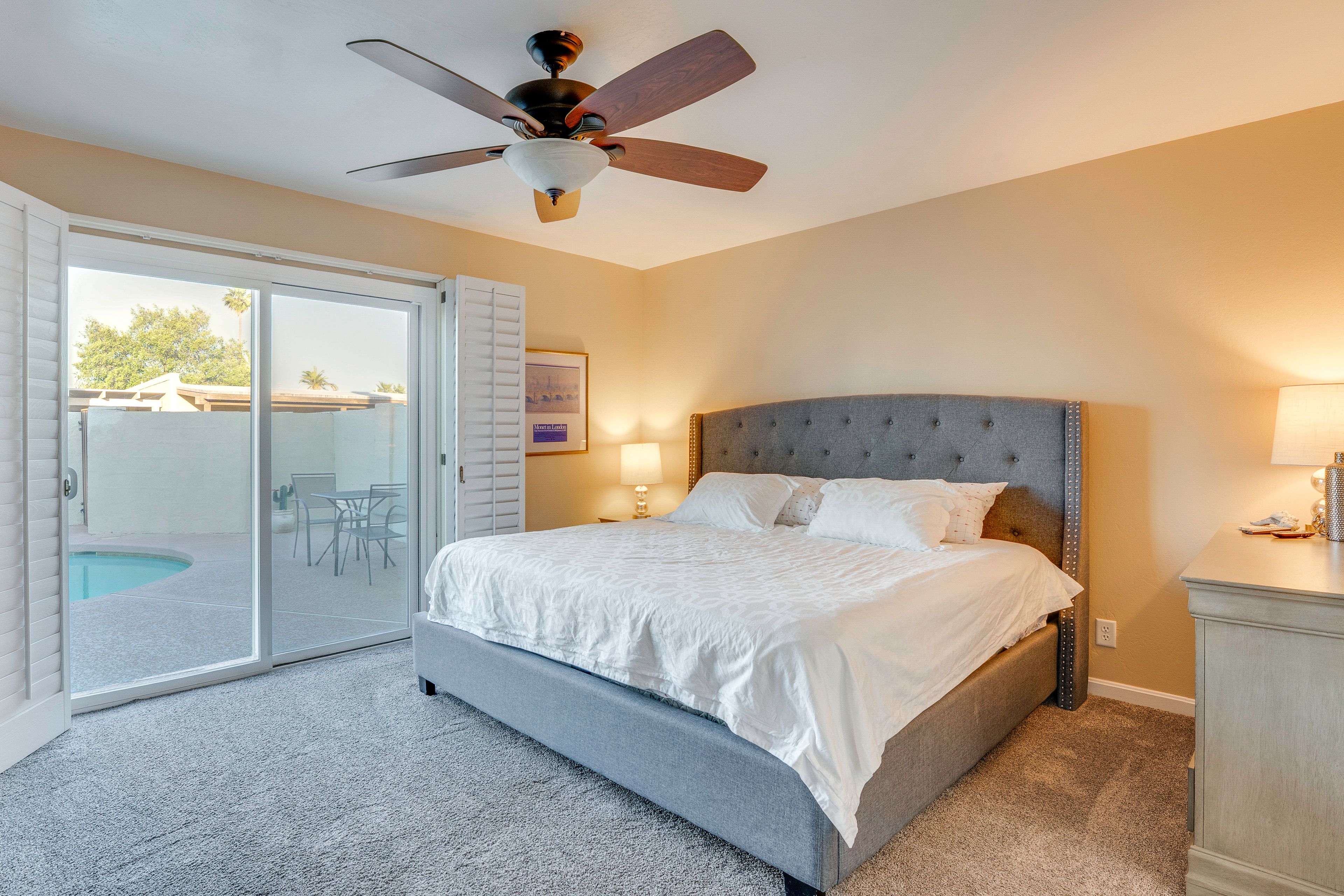 Bedroom 1 | King Bed | Smart TV | Pool Patio Access