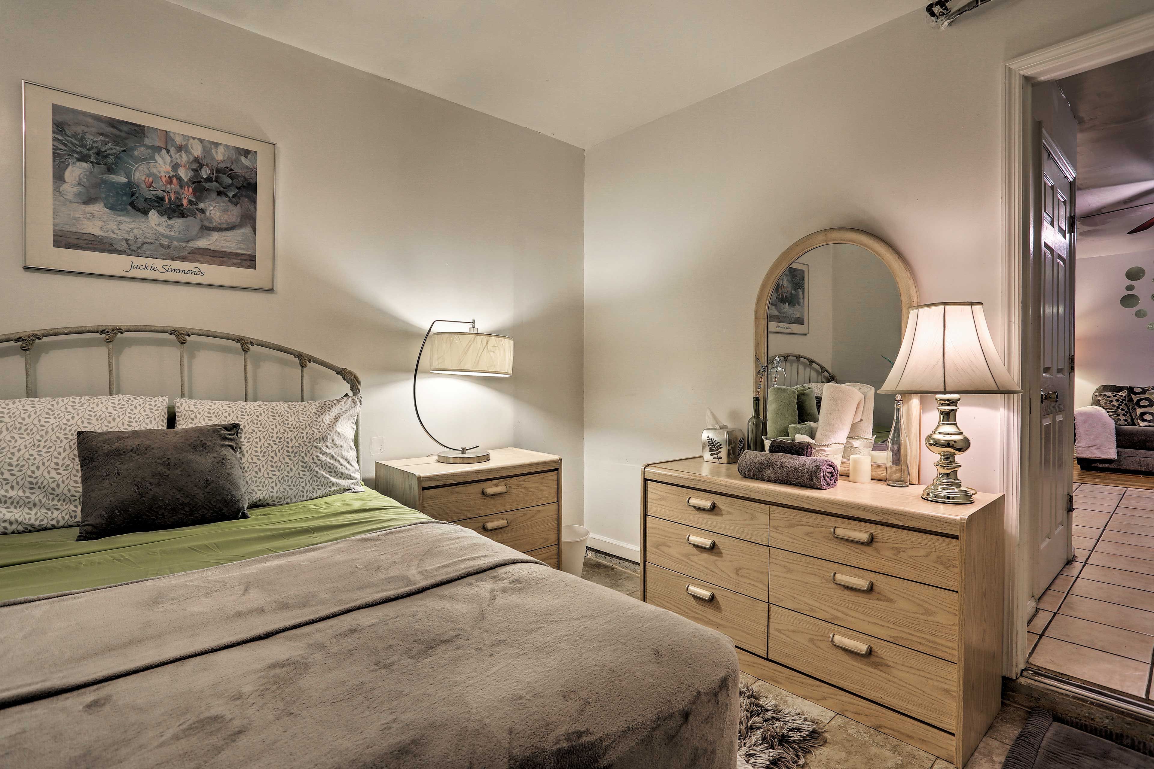 The bedside table makes it convenient to charge your phone at night.