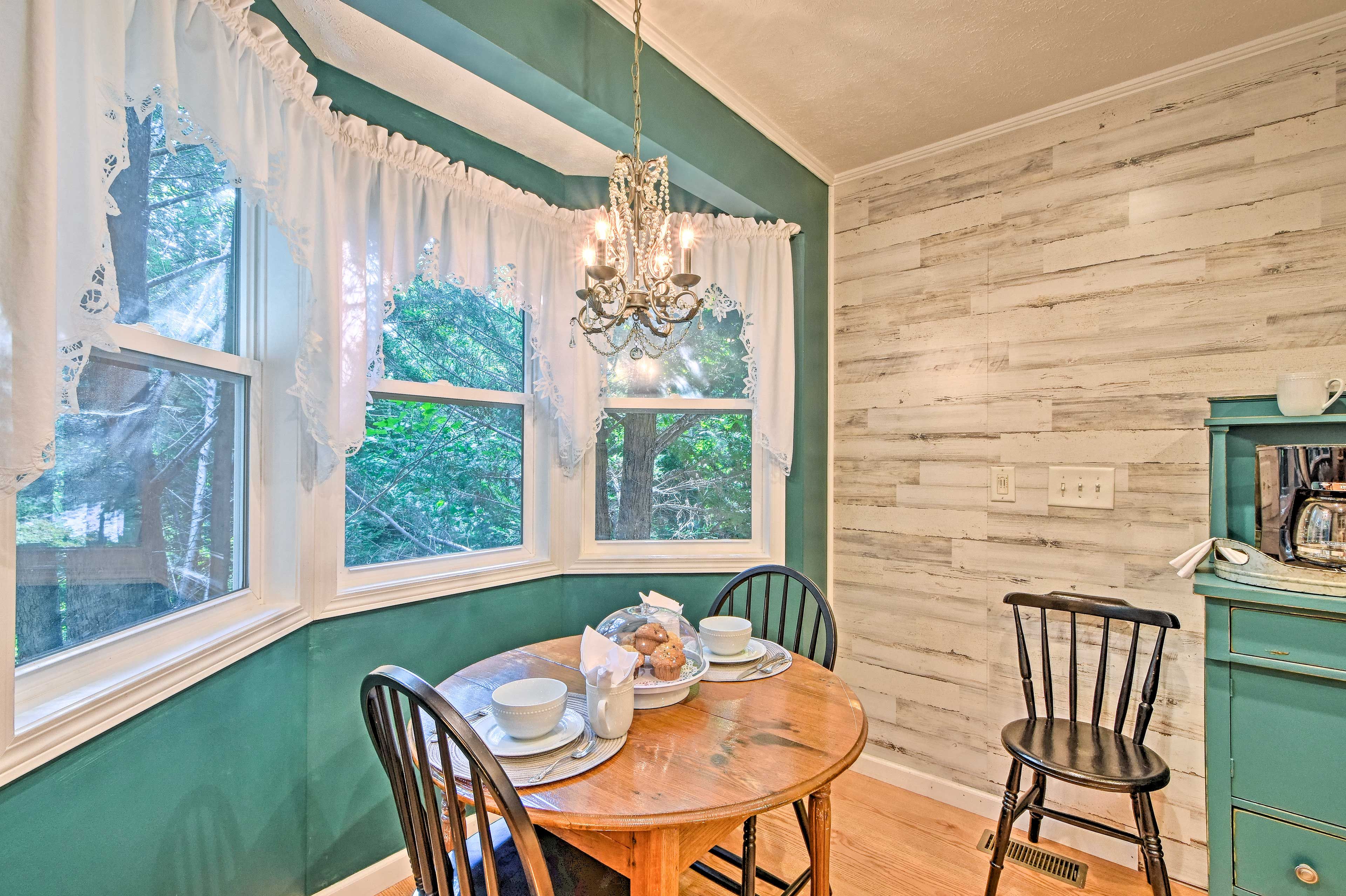 Sip your morning coffee at the table.