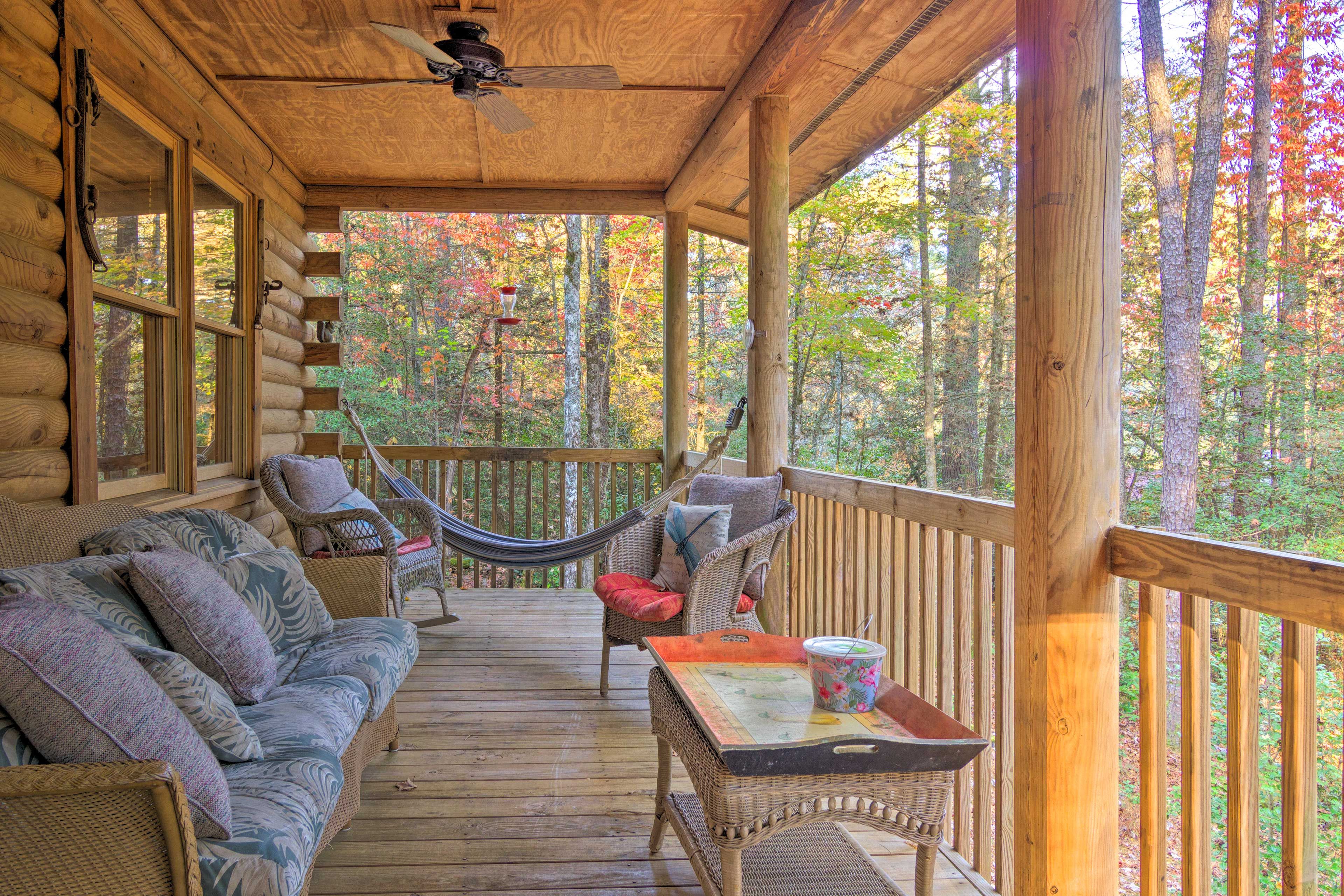 Private Covered Deck | Outdoor Living Room | Ceiling Fan
