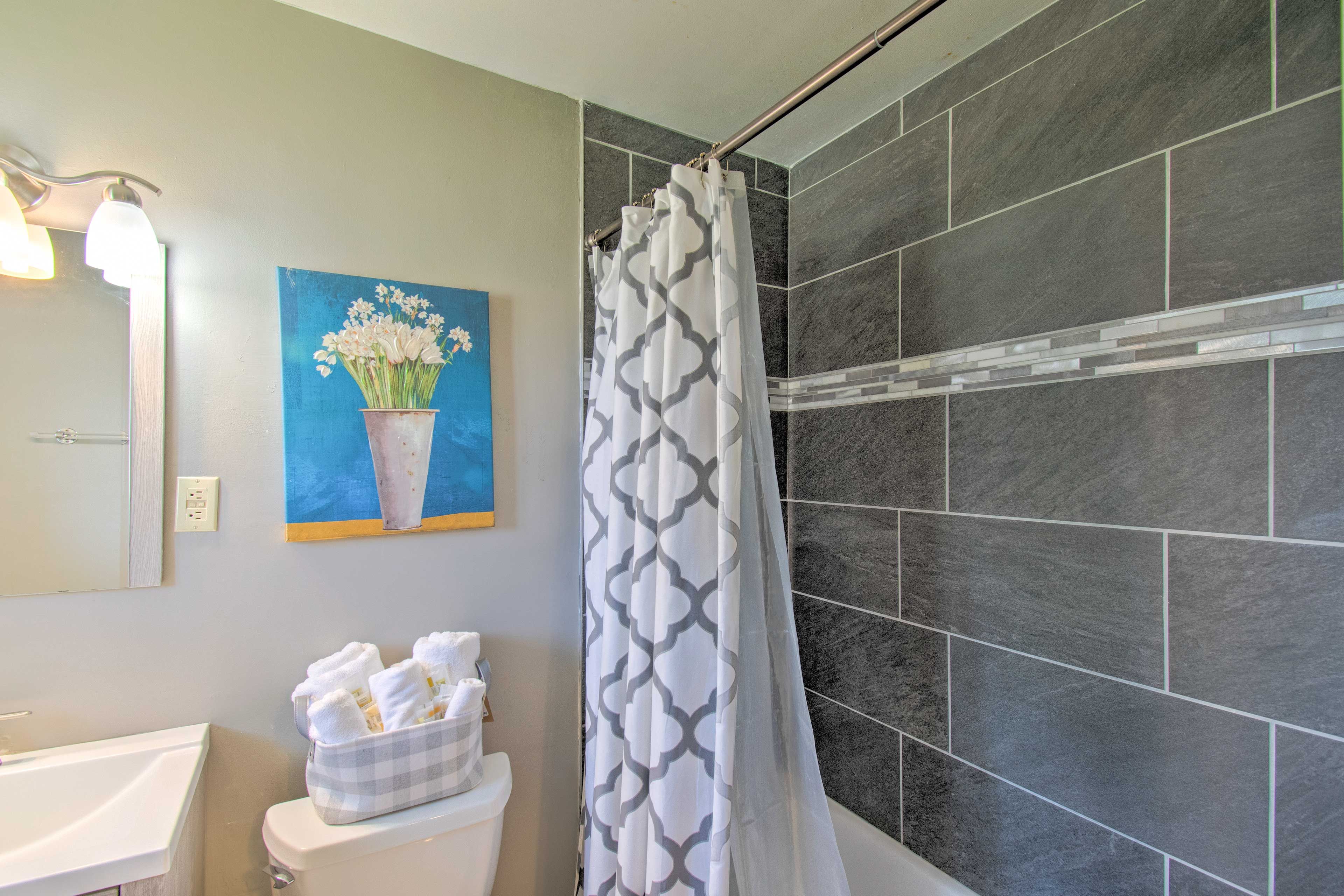 Shower off and use the provided towels after.