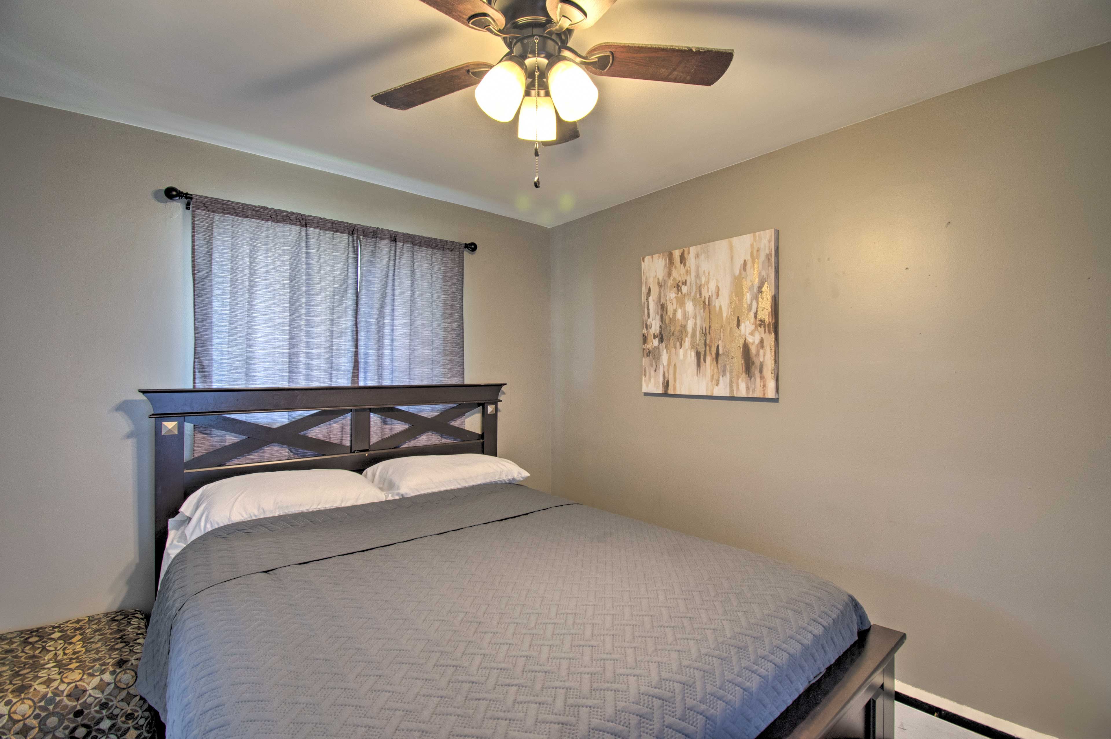 Look forward to a peaceful slumber in this queen bed each night.