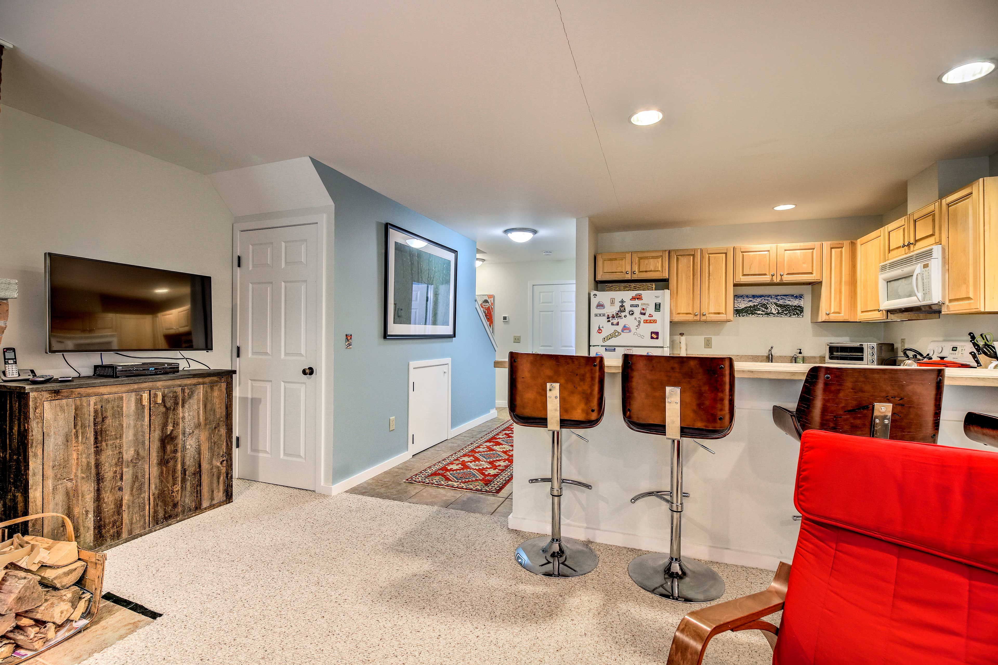 Watch a show on the flat-screen TV.