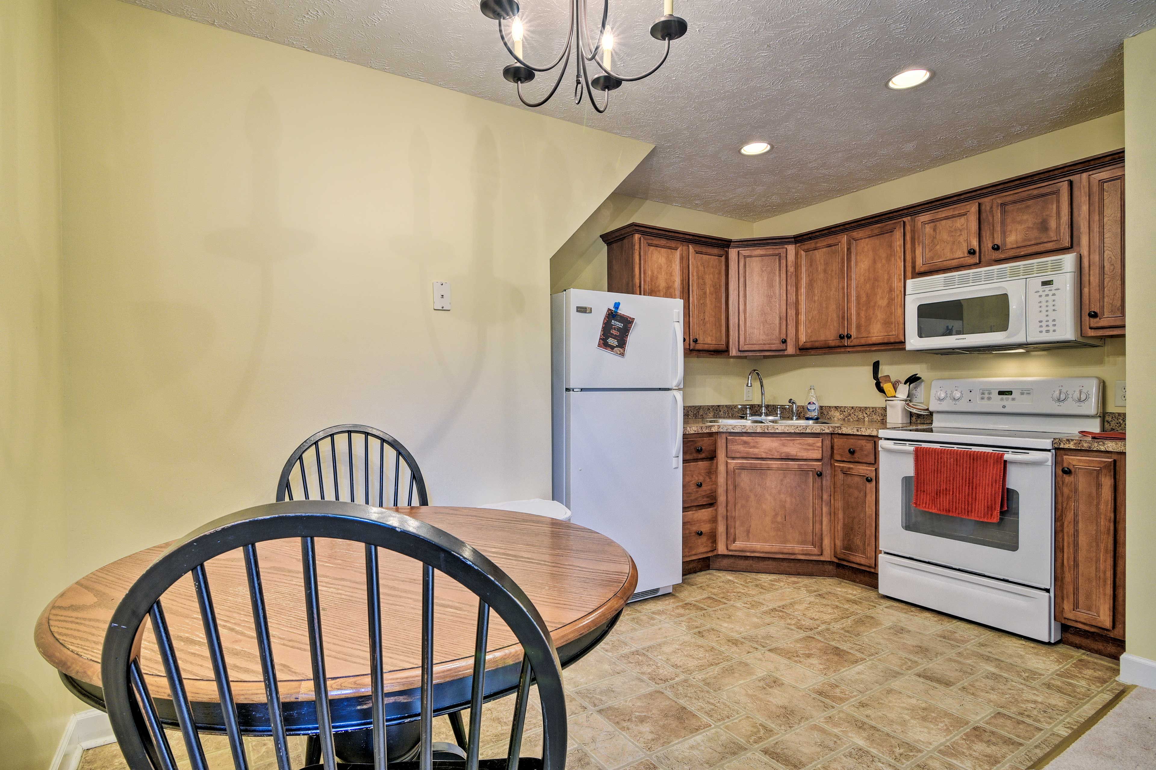 When you don't feel like dining out, enjoy a meal in the kitchen.