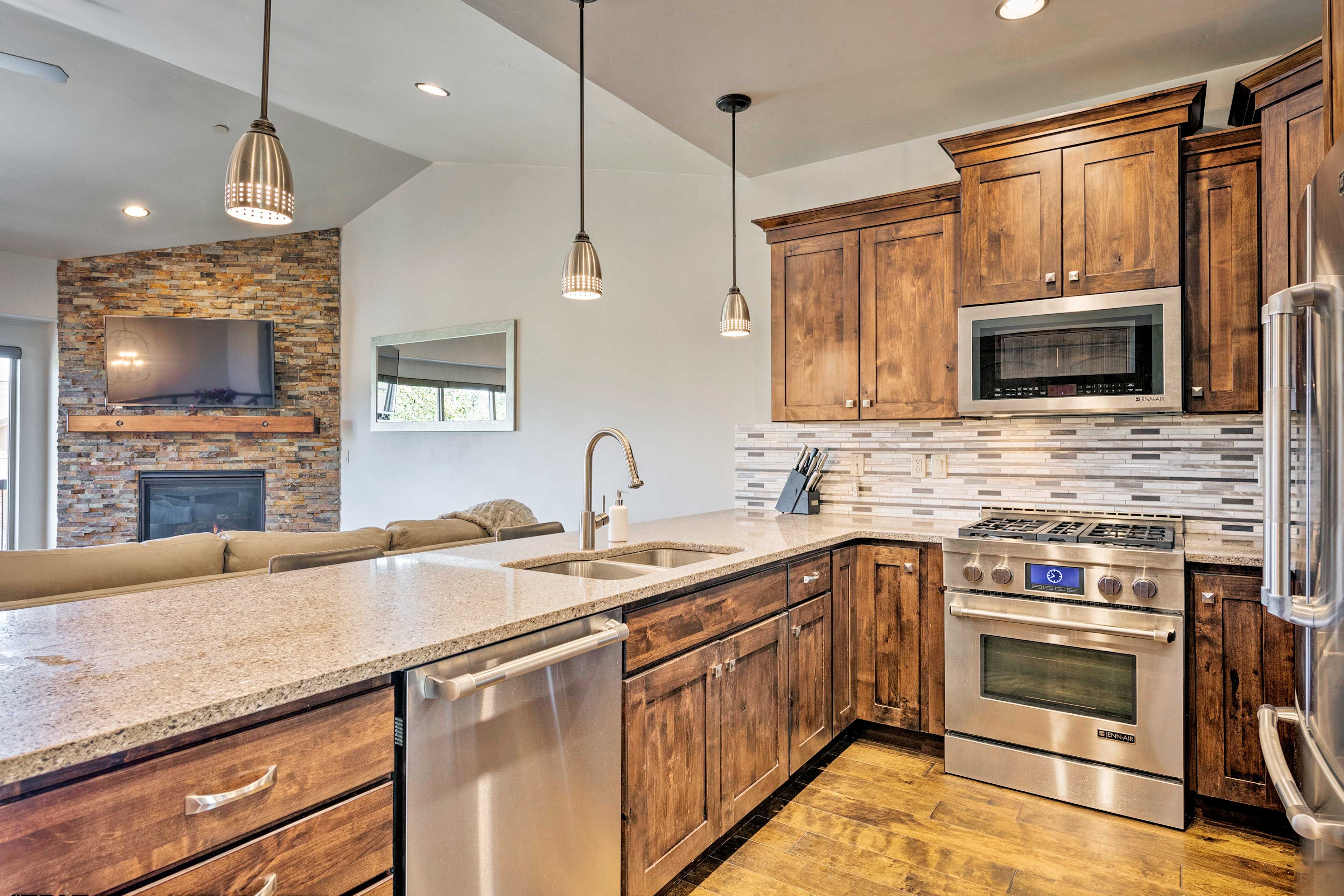 The space comes fully equipped with state-of-the-art appliances.