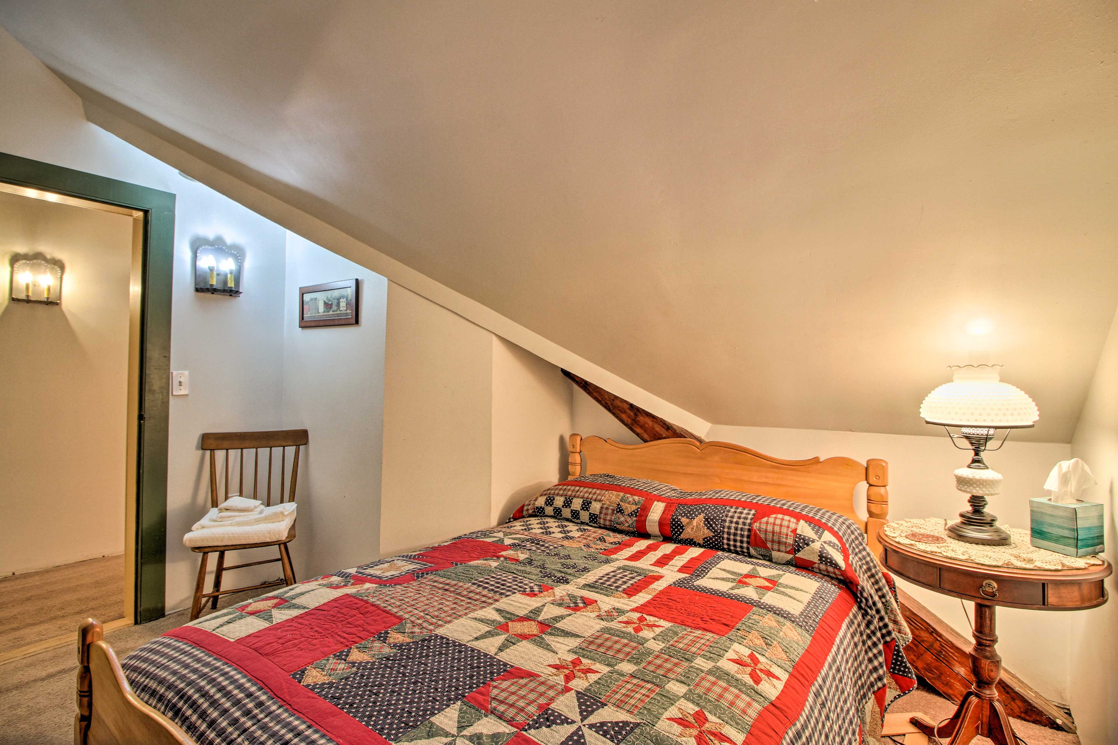 Cozy up in this full bed for a good night's rest.