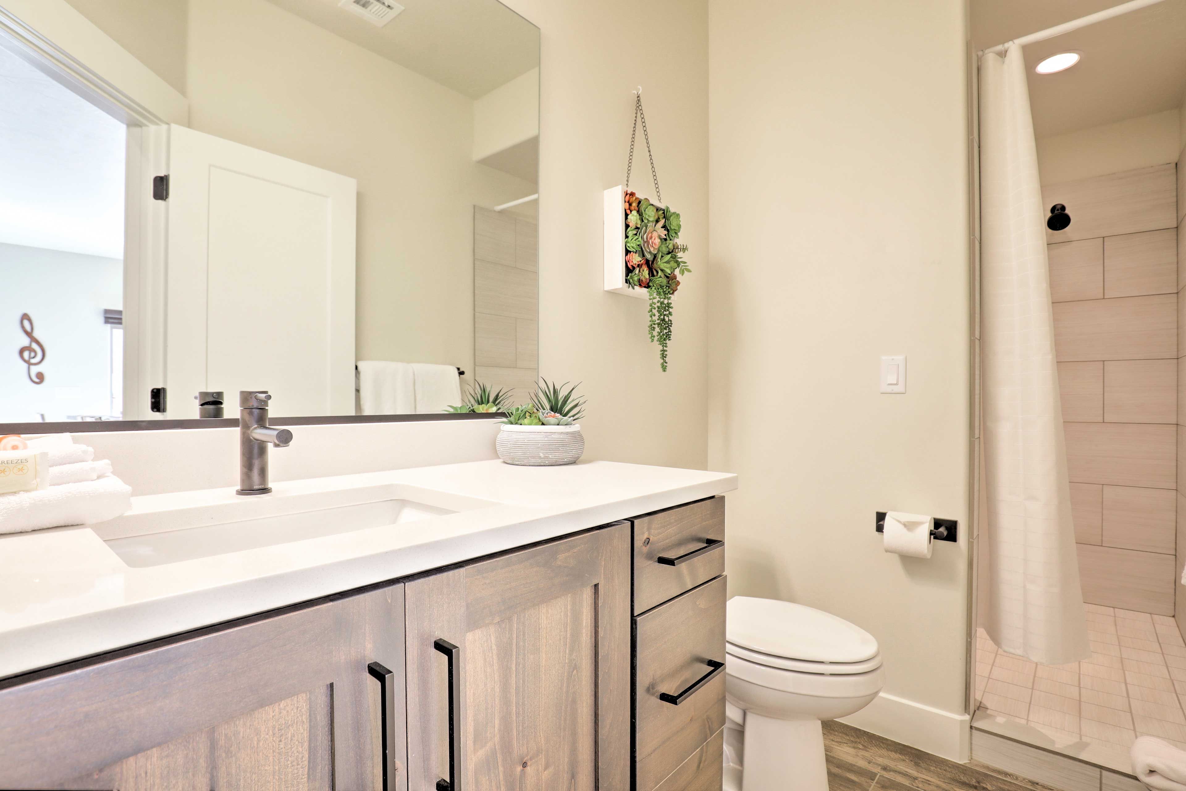 Rinse and refresh in the large walk-in shower.