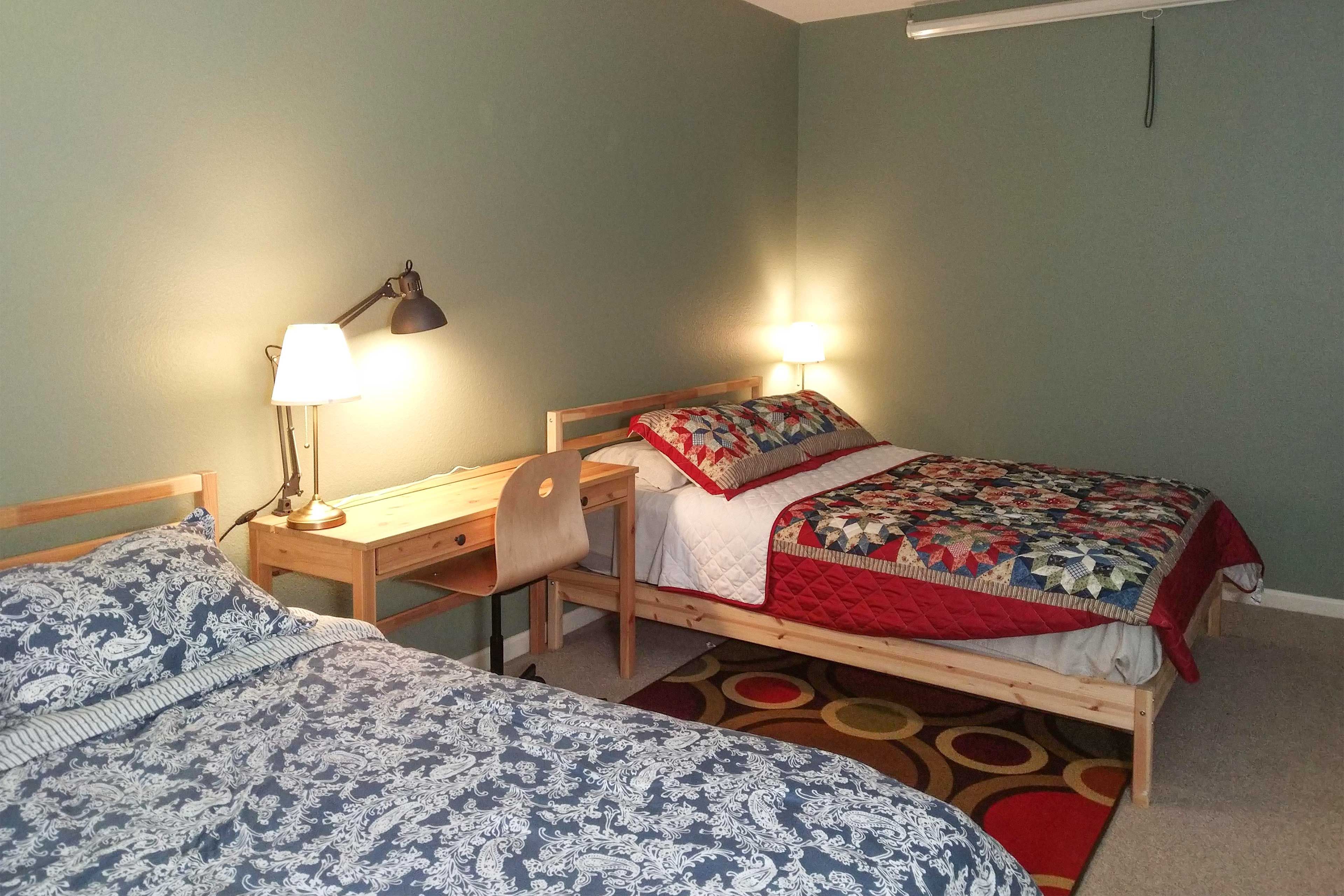 Check on out-of-office emails at the laptop-friendly workspace.