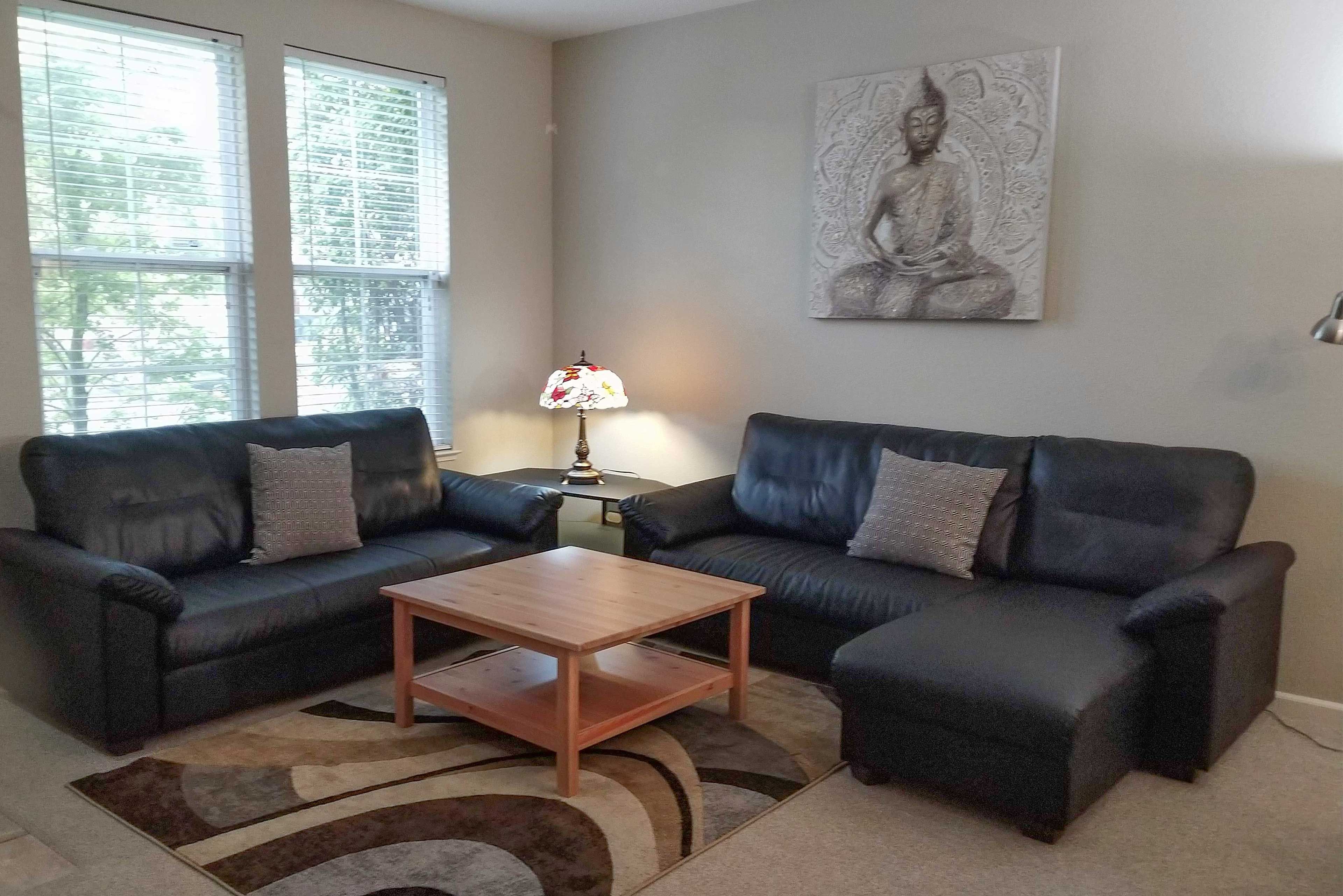 Relax in the formal living room after exploring the bay area.