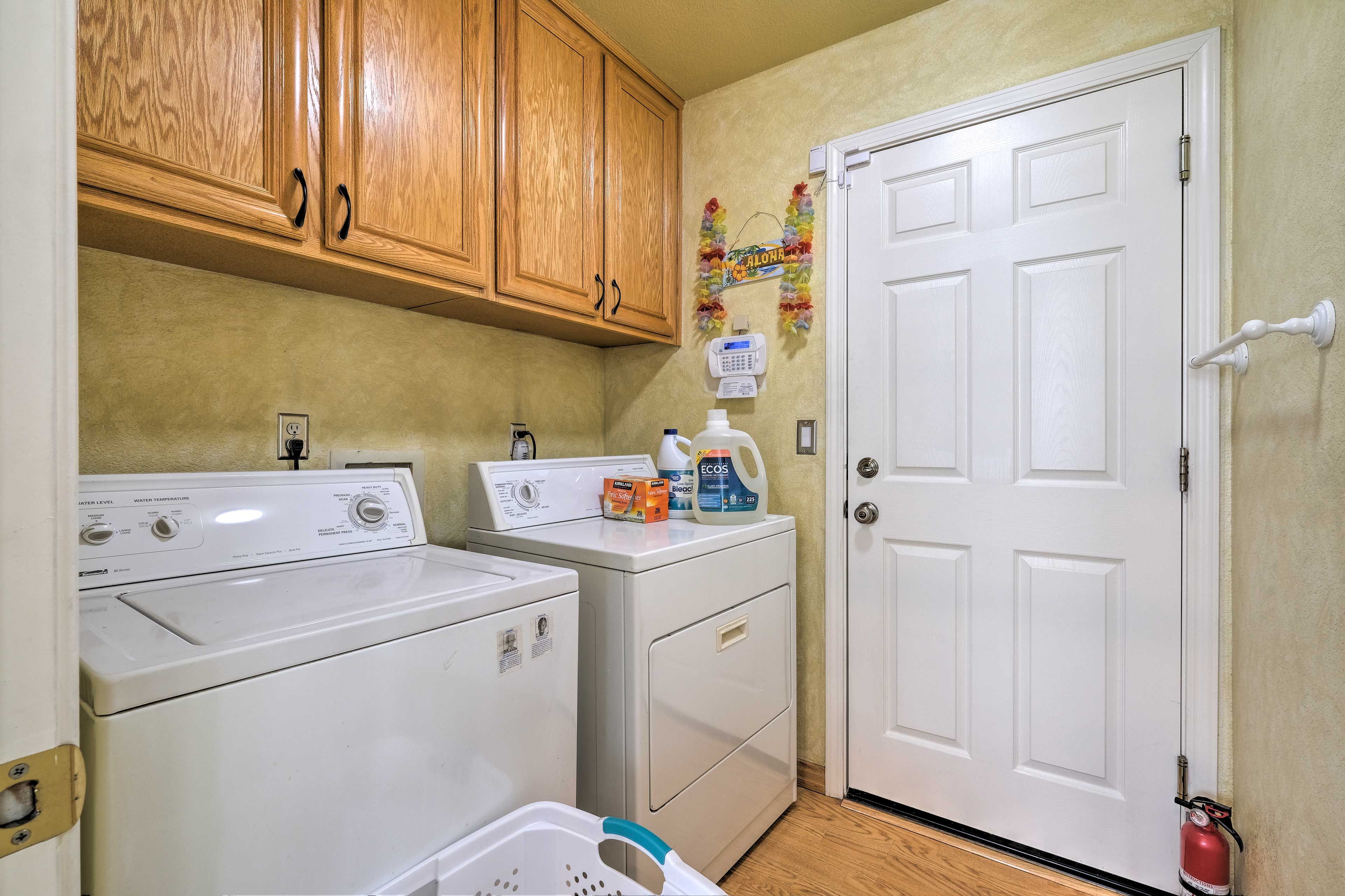 Do a quick load of laundry before heading home.