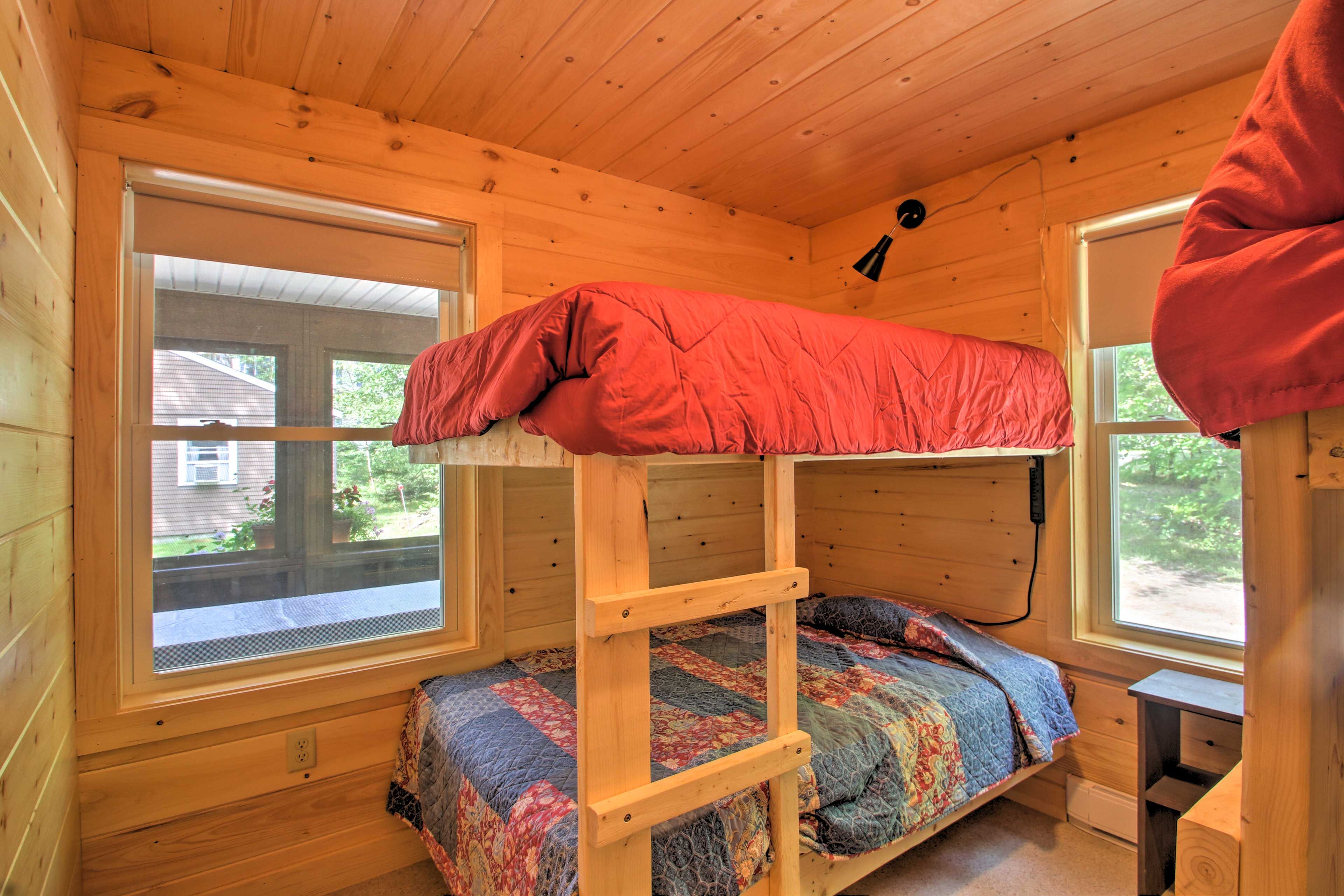 Call top bunk and climb into bed.