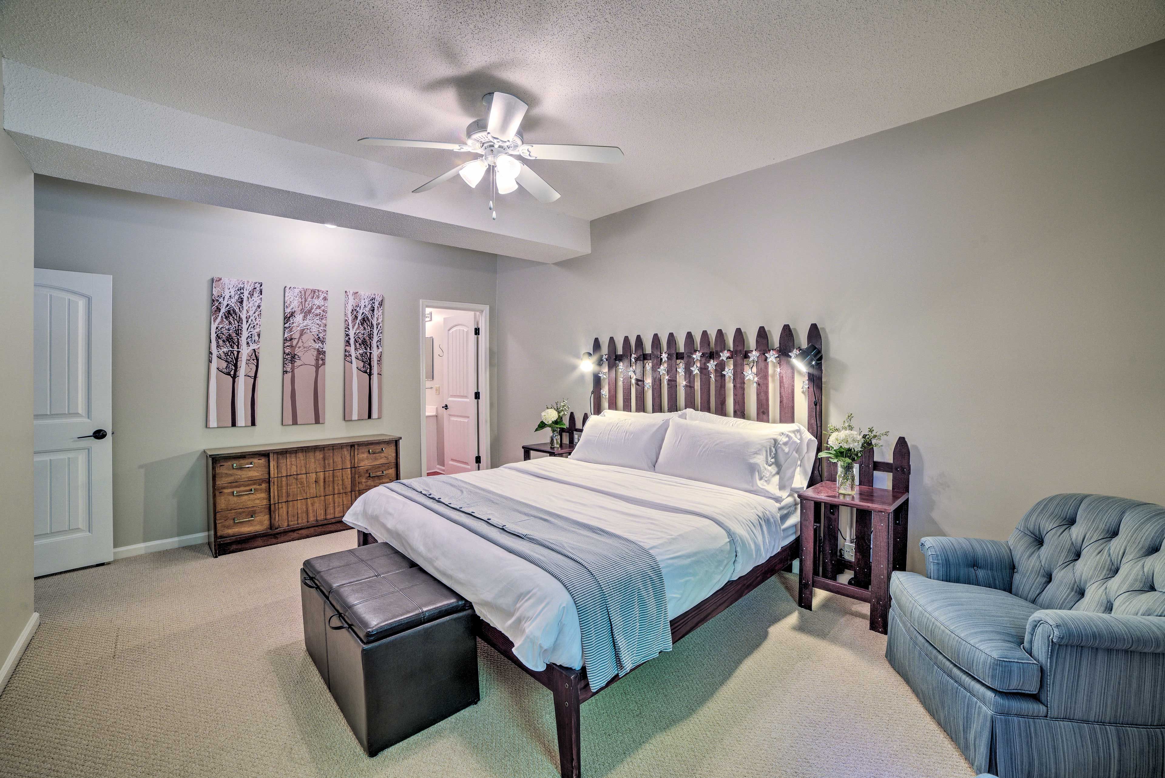Bedroom 2 | King Bed | Electric Fireplace | 1st Floor