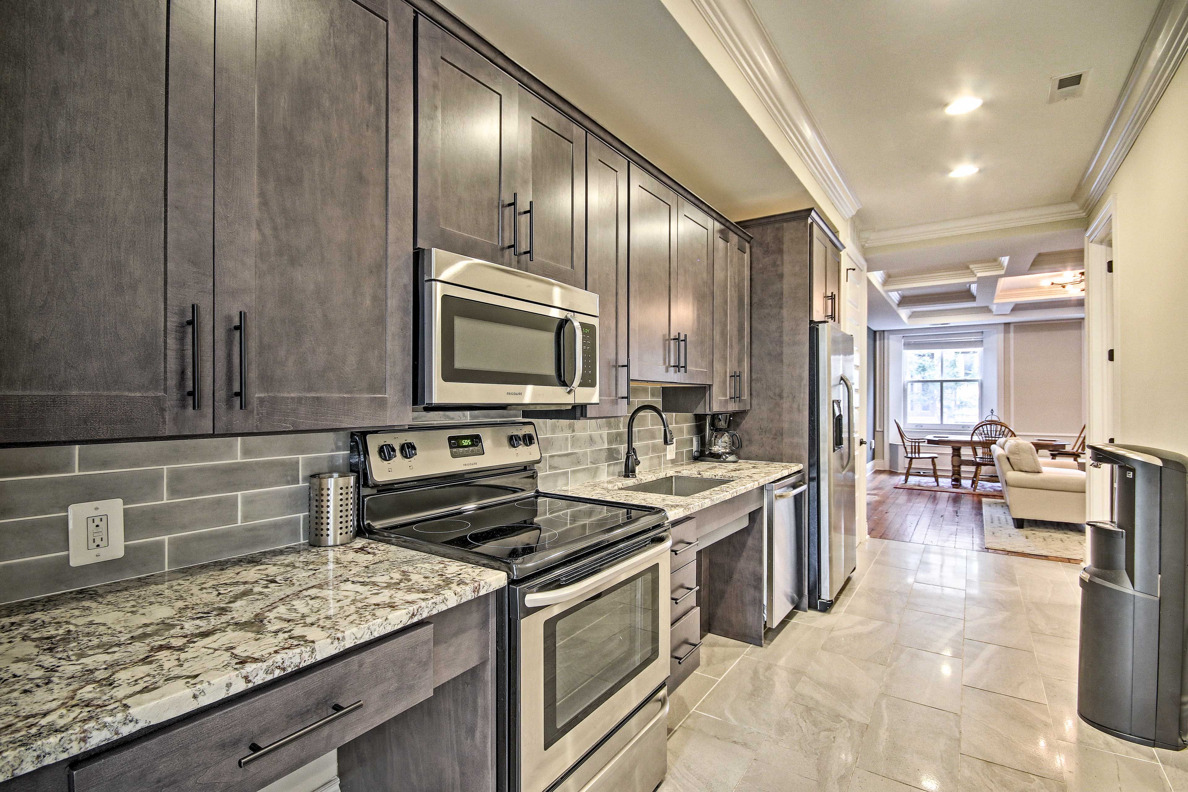 This 2-bed vacation rental offers modern amenities inside a historic building.