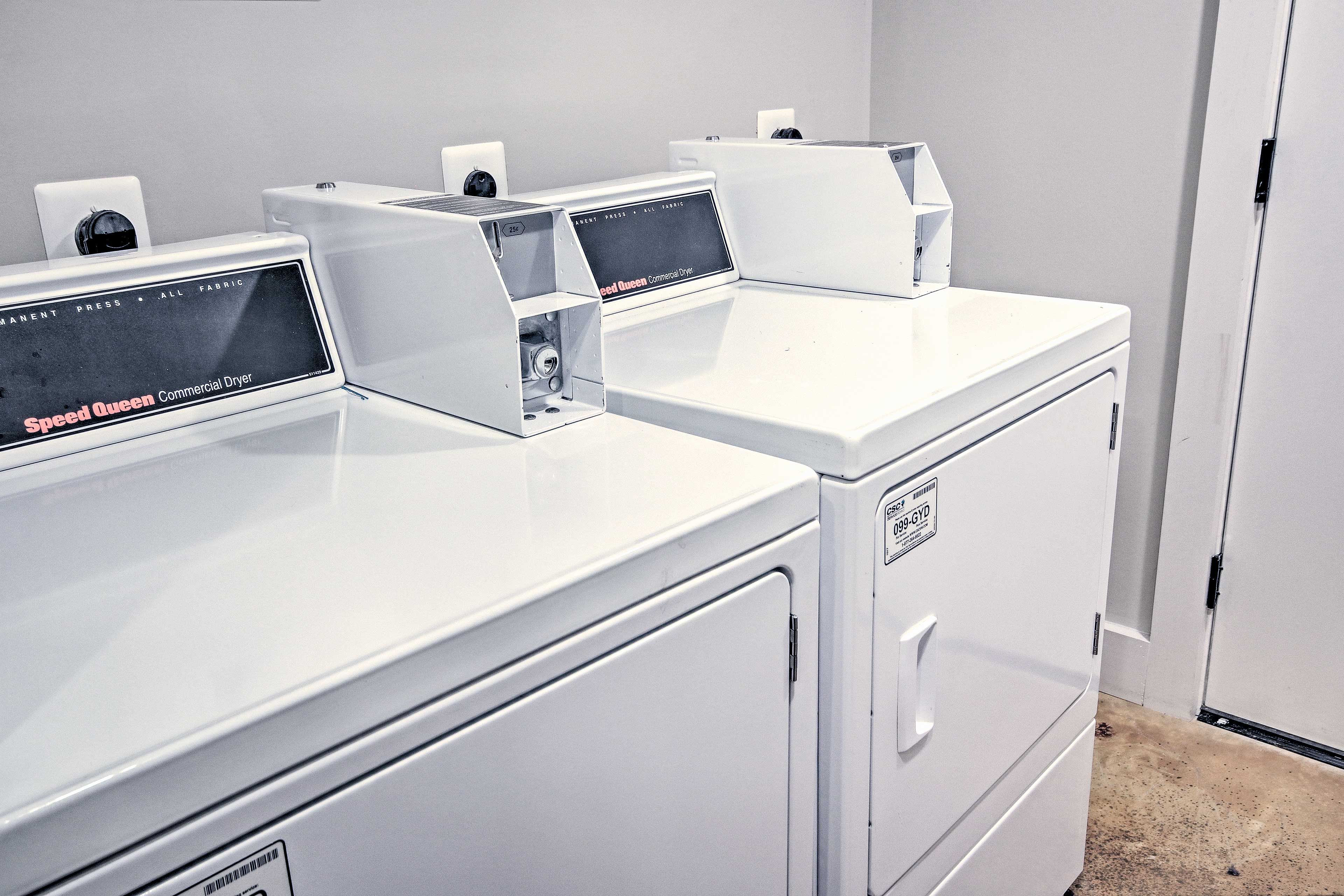 Coin-operated laundry machines are available within the building.