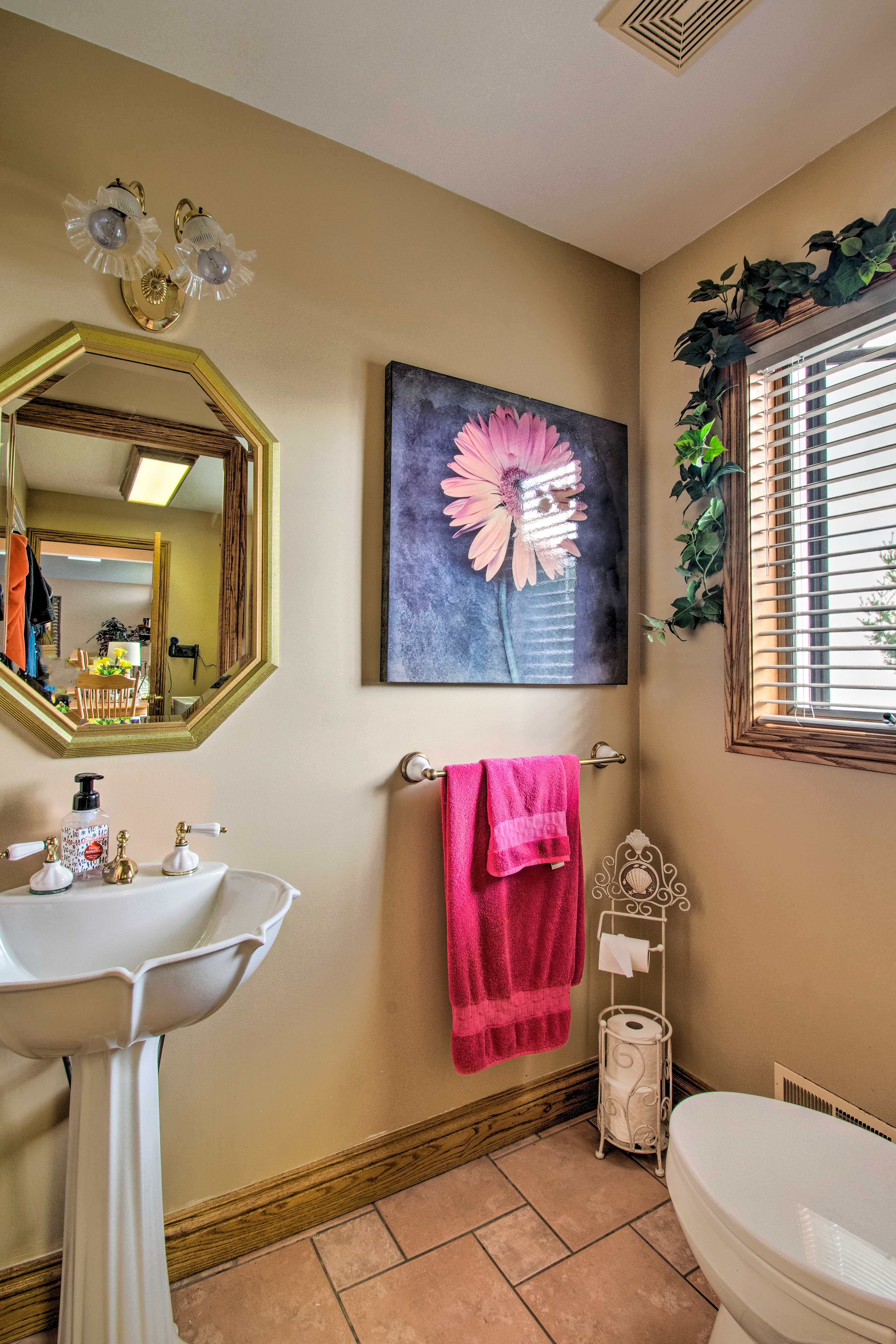 The home features a convenient half-bathroom.