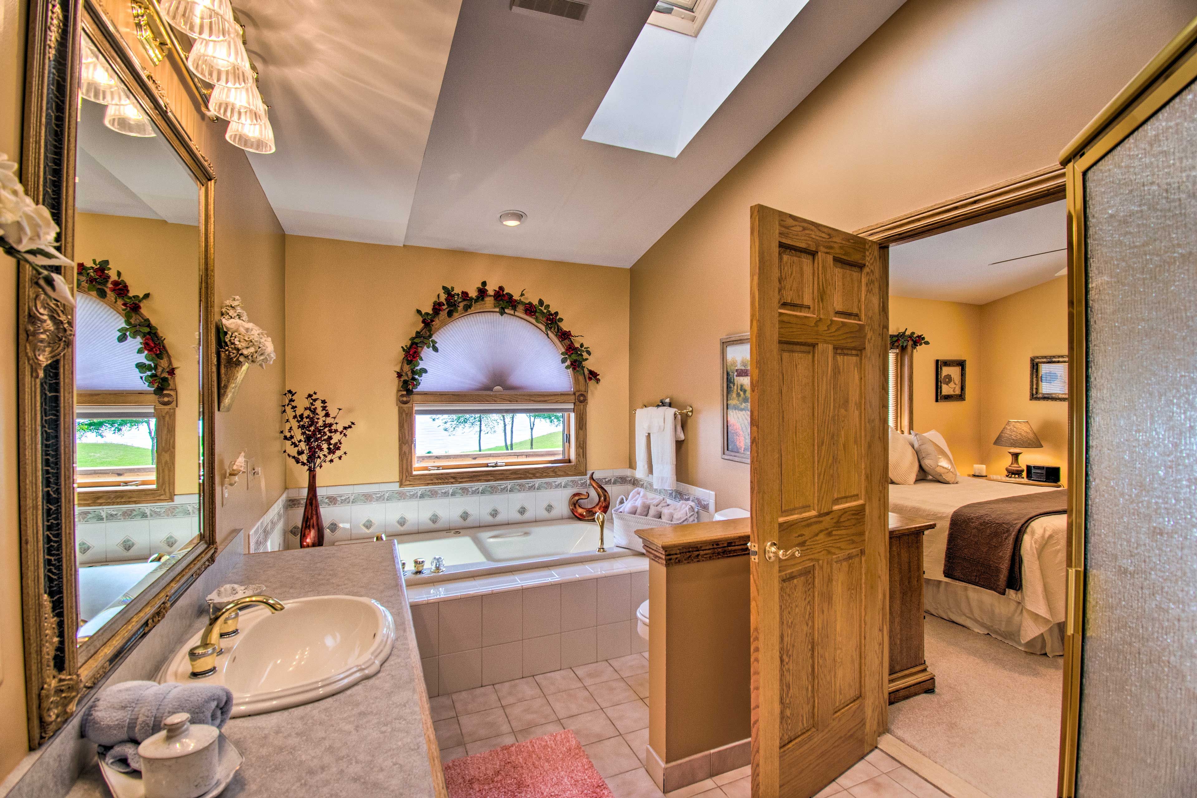 Run a bath in the en-suite bathroom's tub.