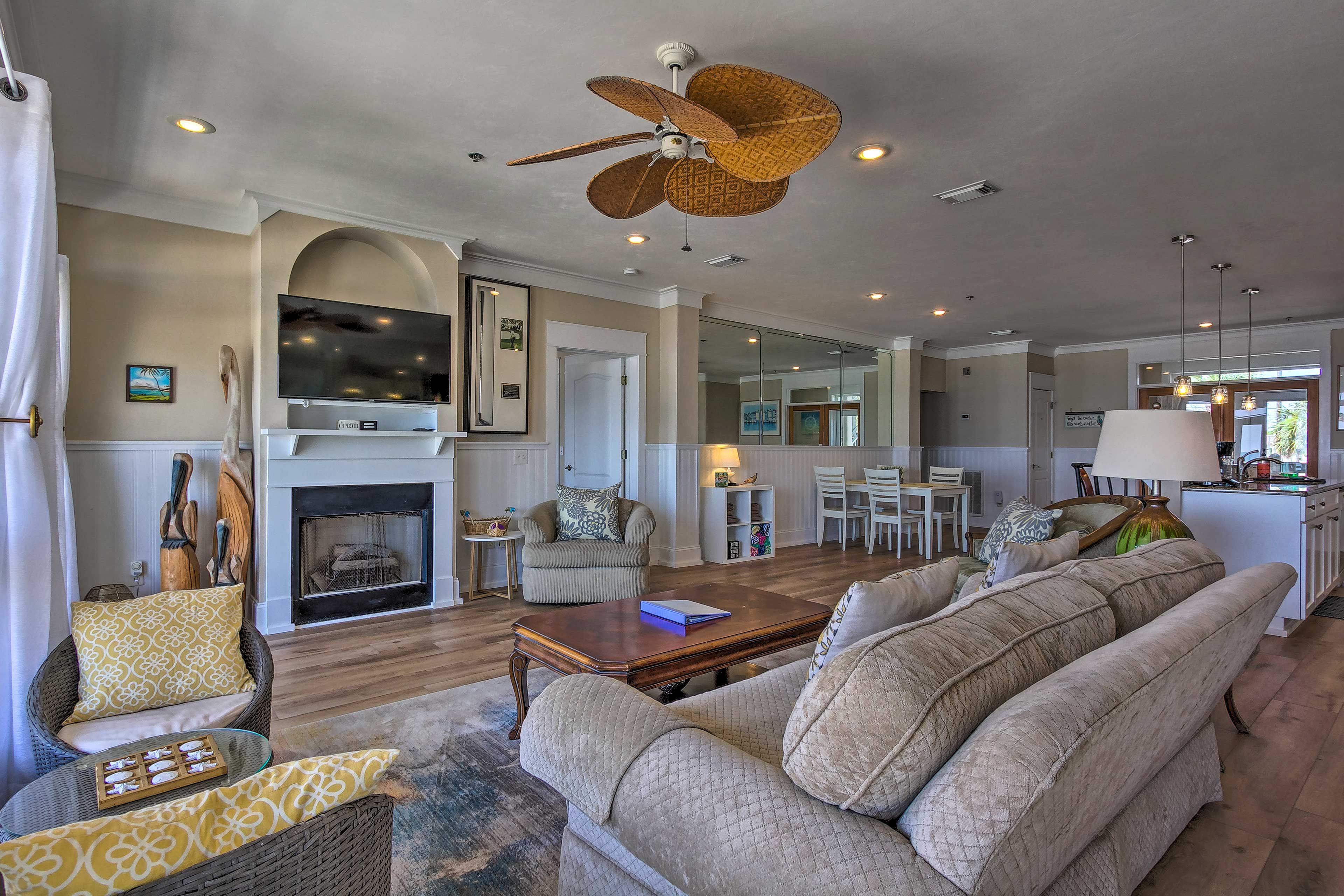 Watch a show on the flat-screen TV.