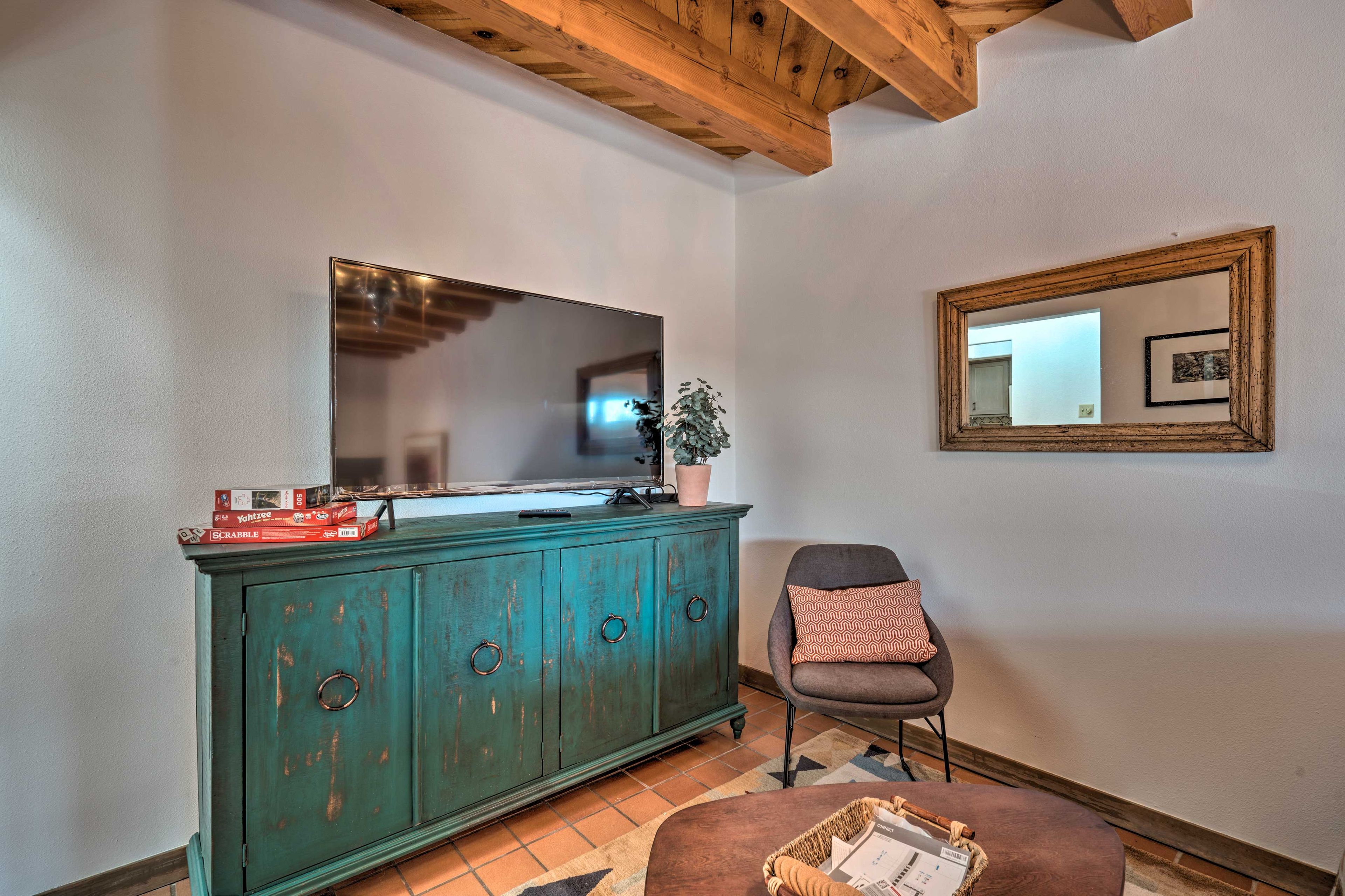 Get comfy in front of the flat-screen Smart TV!