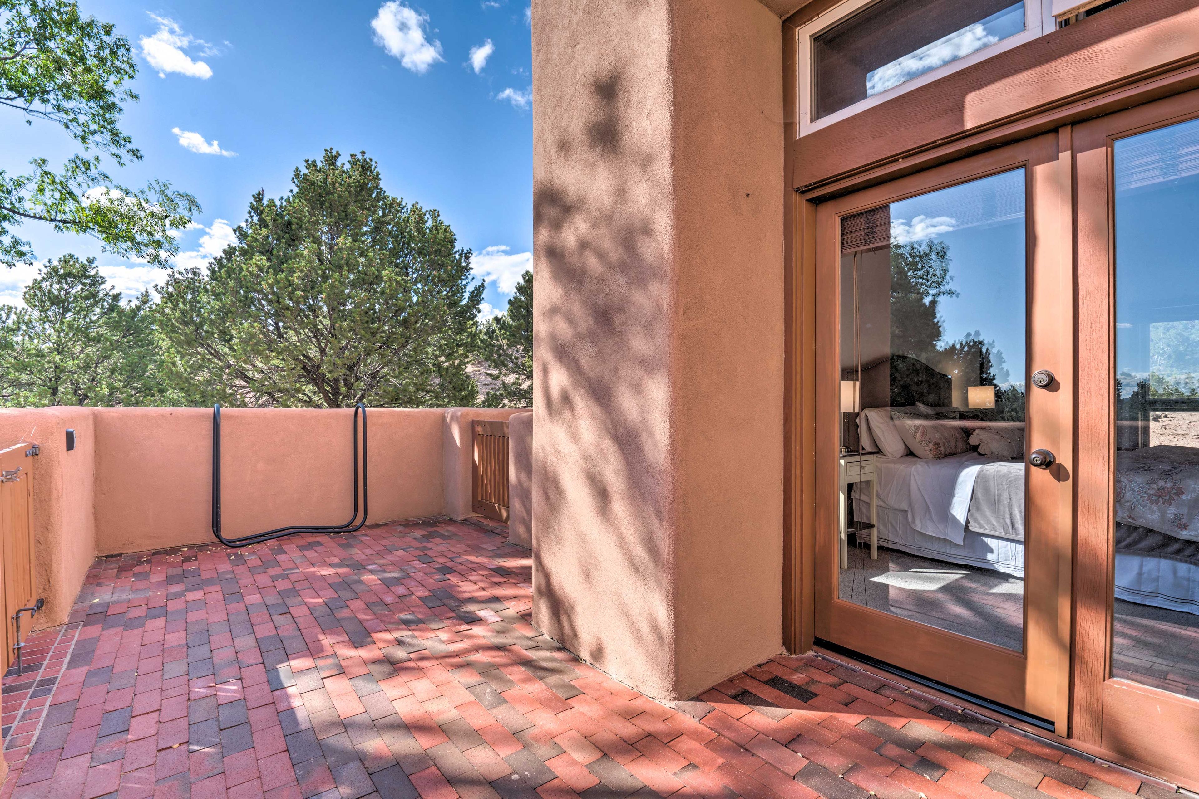 The expansive brick patio is one of the condo's best features.