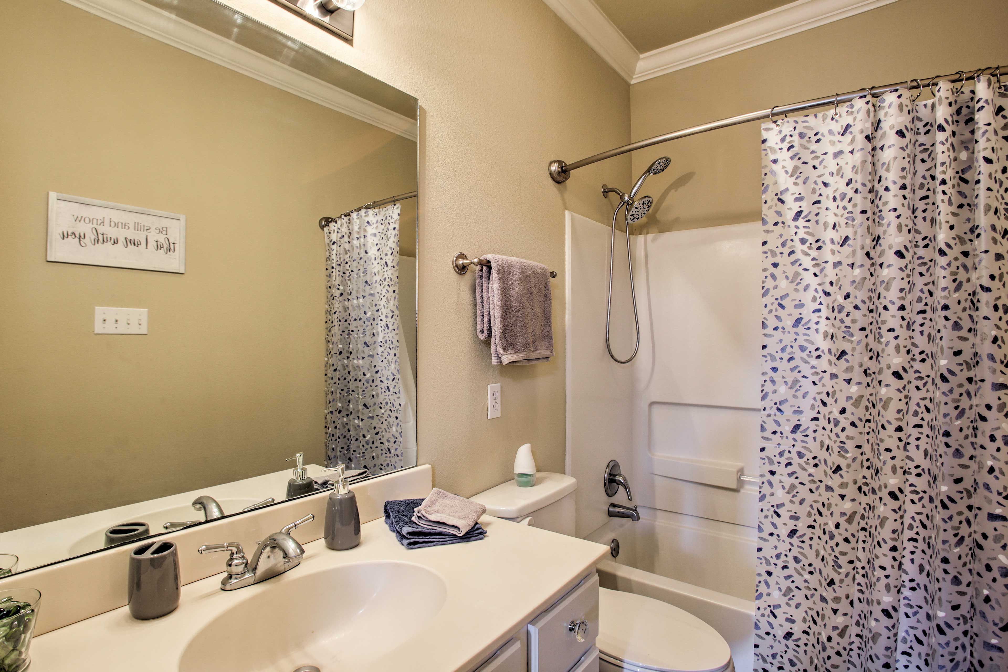 Rinse off in the shower/tub combo.
