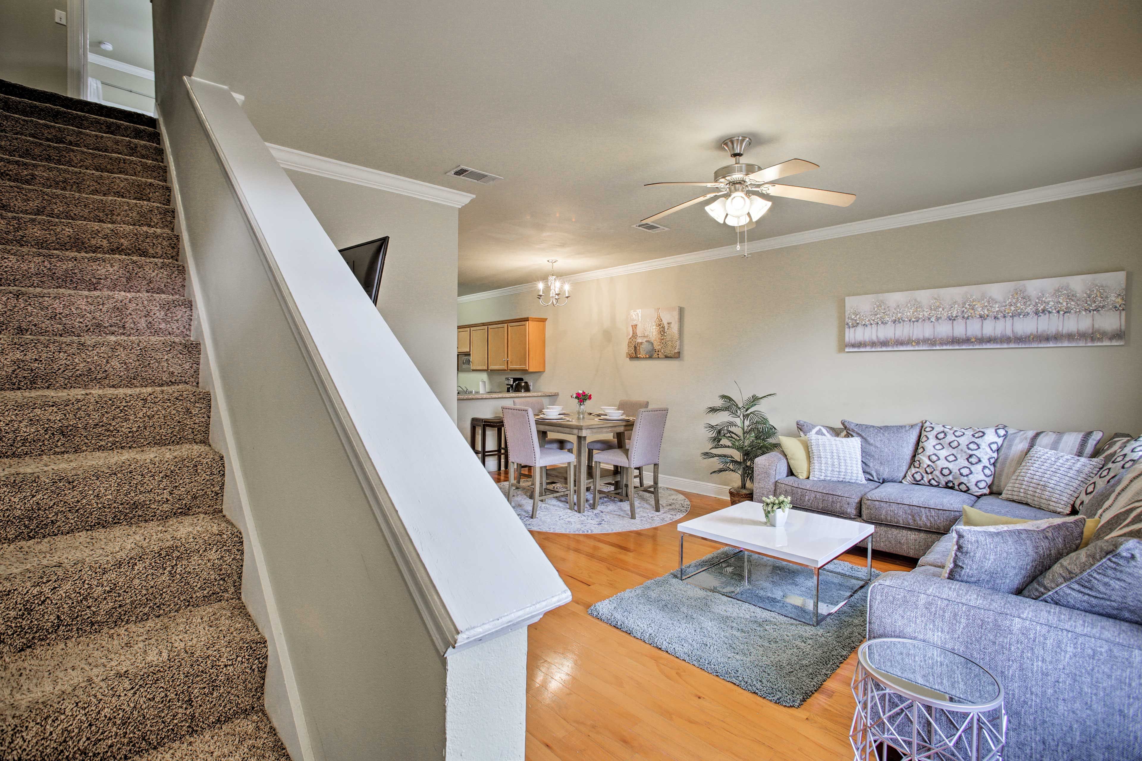 Enter the home and find a well-appointed living room.