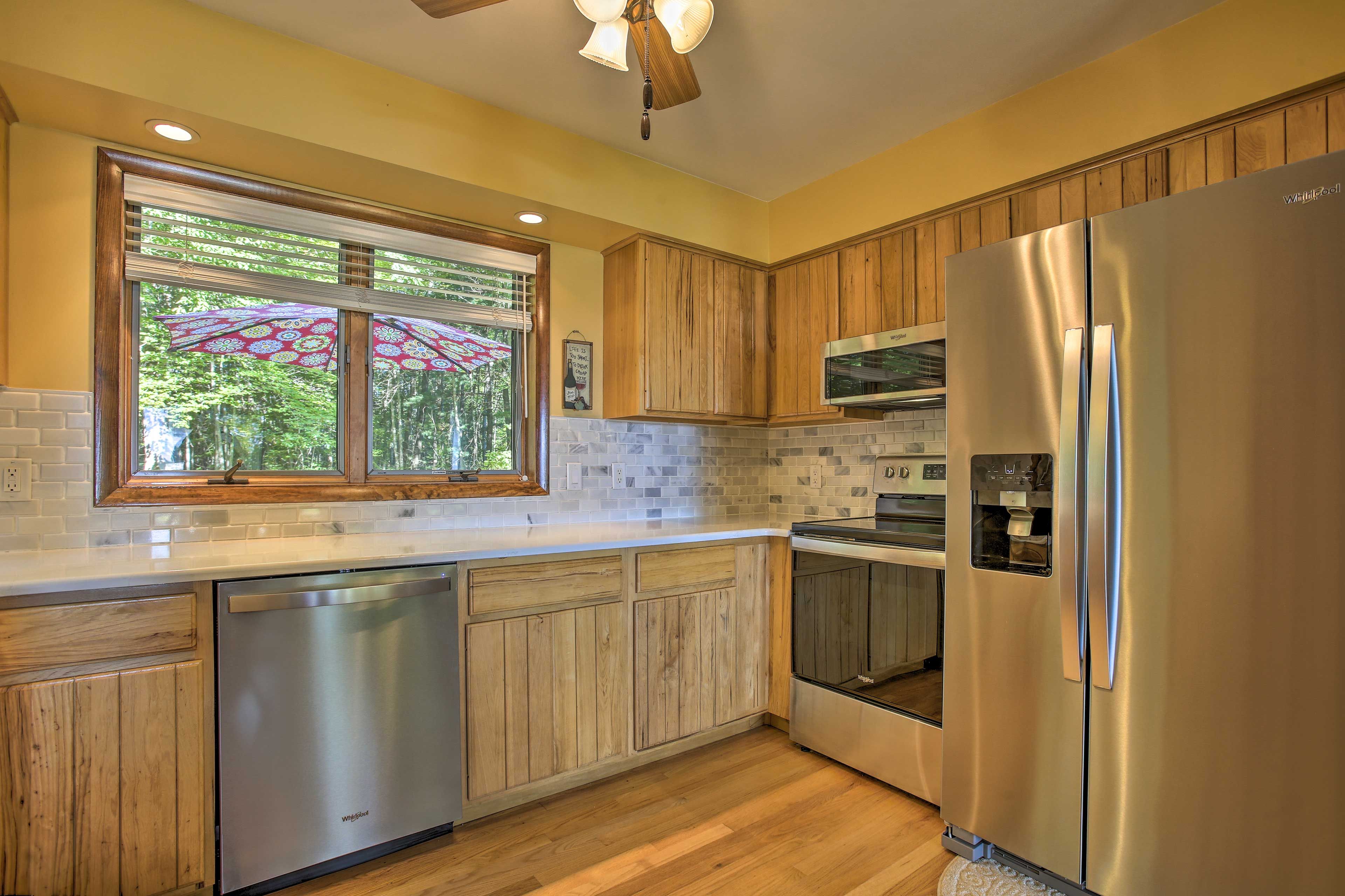 Ample counter space makes meal prep a breeze.