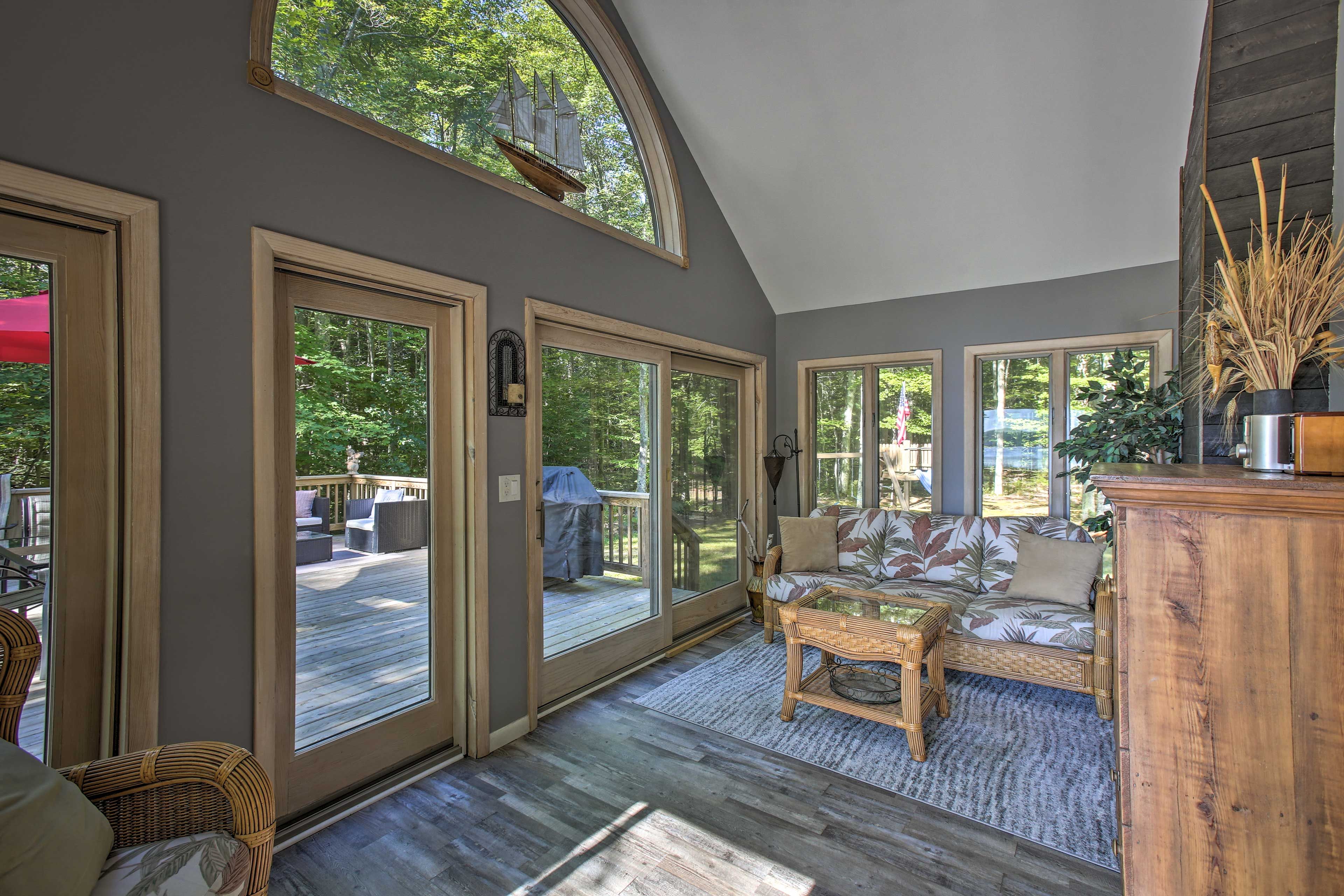 Vaulted ceilings and expansive windows invite you to bask in the winter sun.