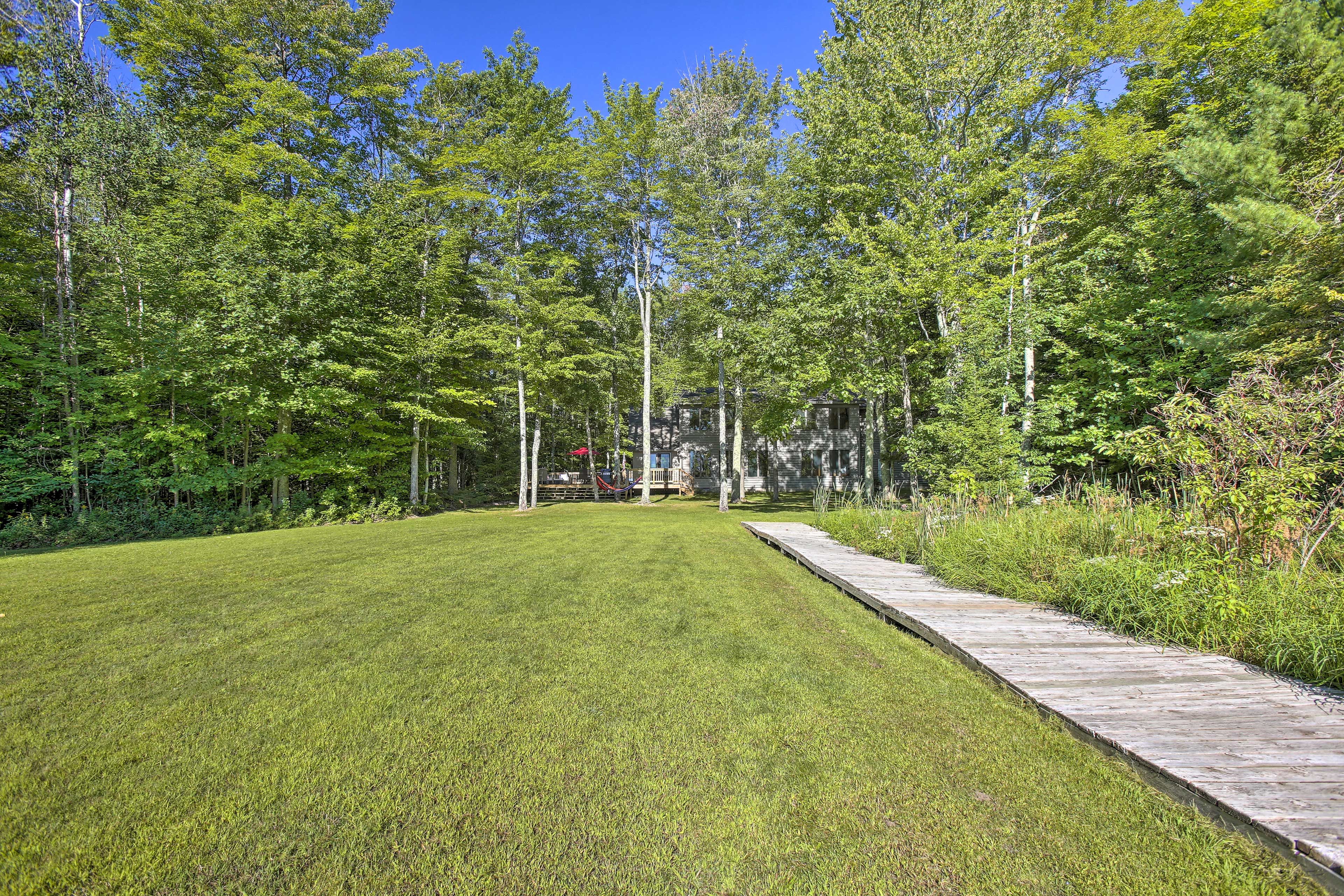 The boardwalk leads to and from the house making it easy to access the water.