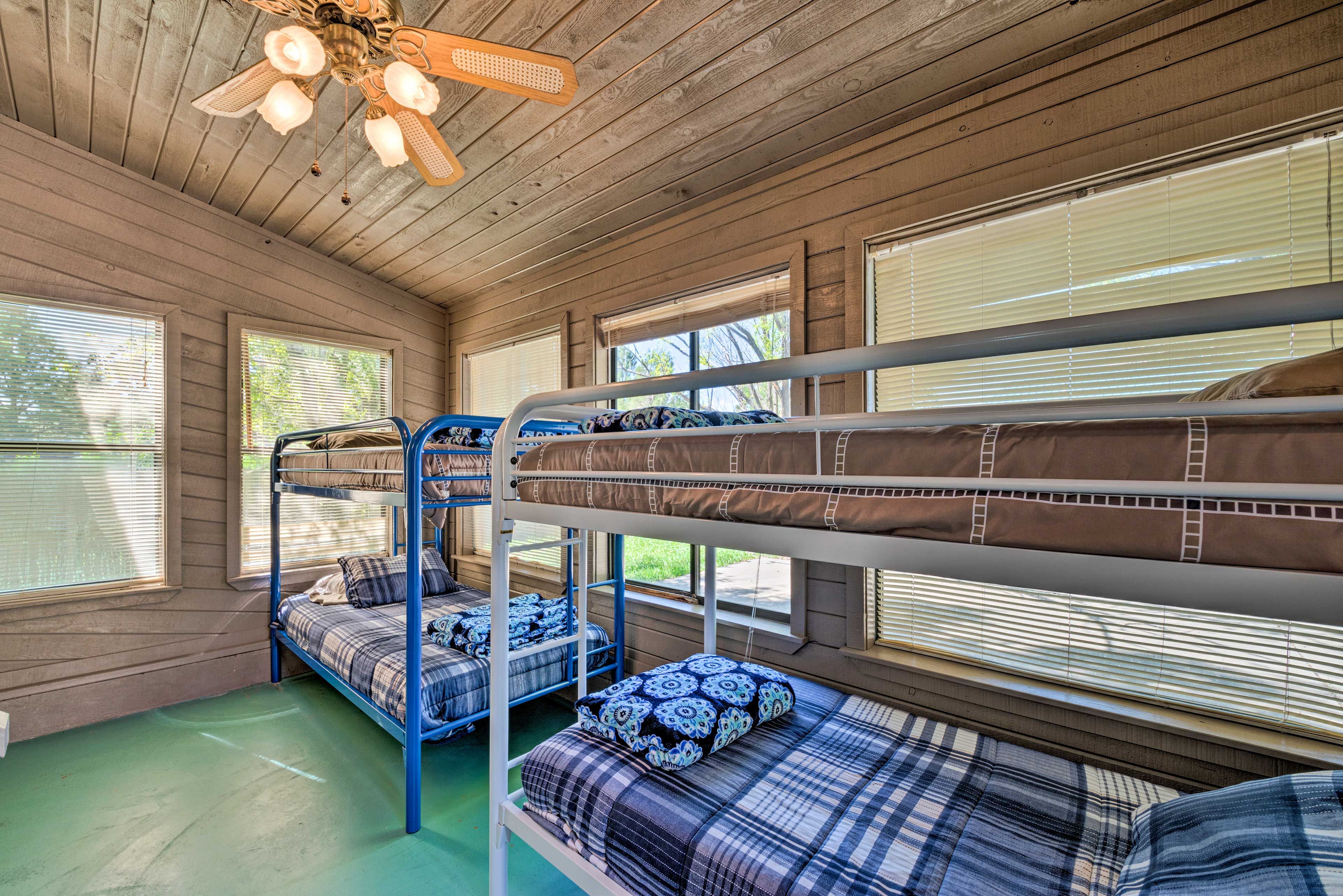 Four people will love sleeping in the twin bunks.