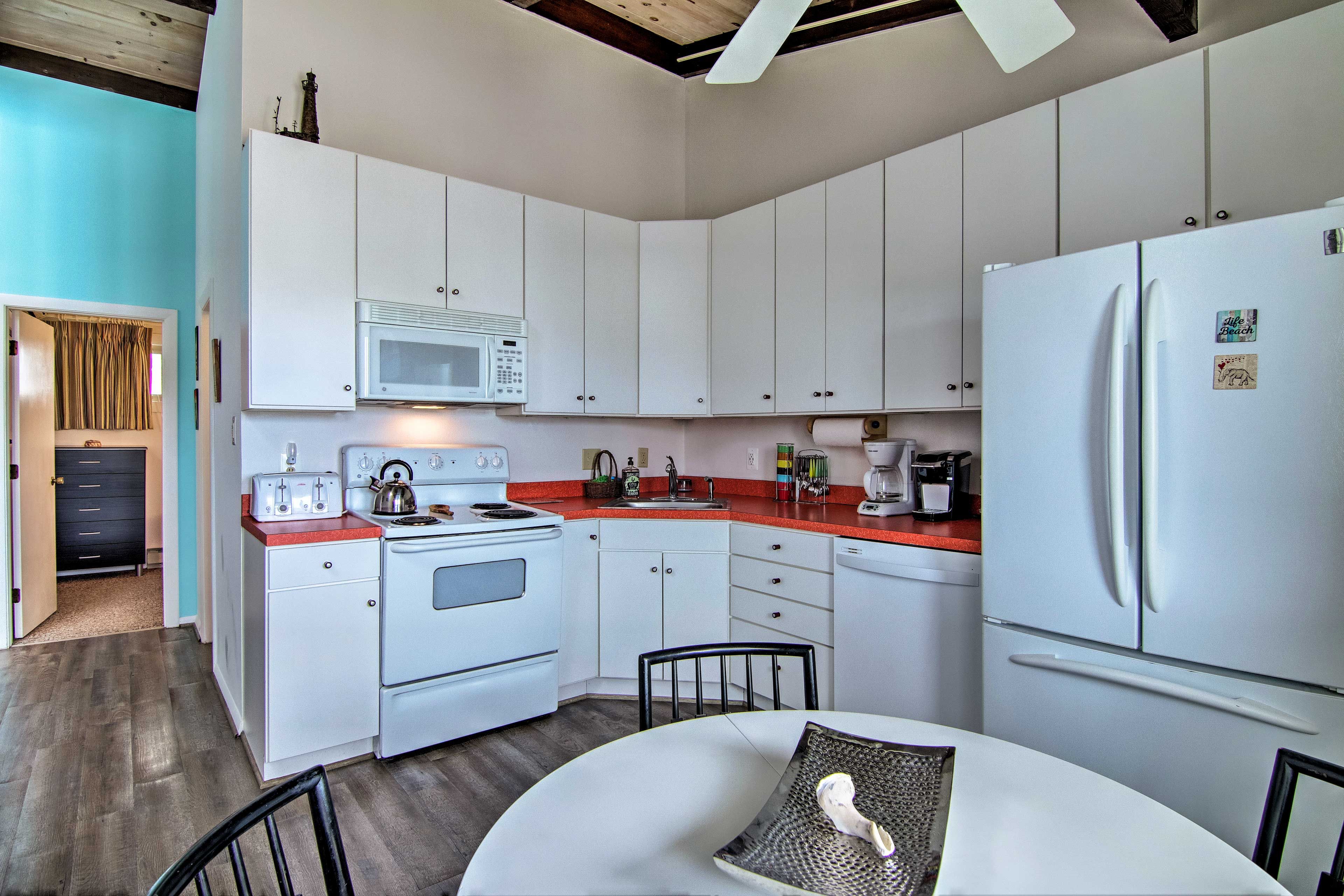 Stock the kitchen with your favorite food and beverages.